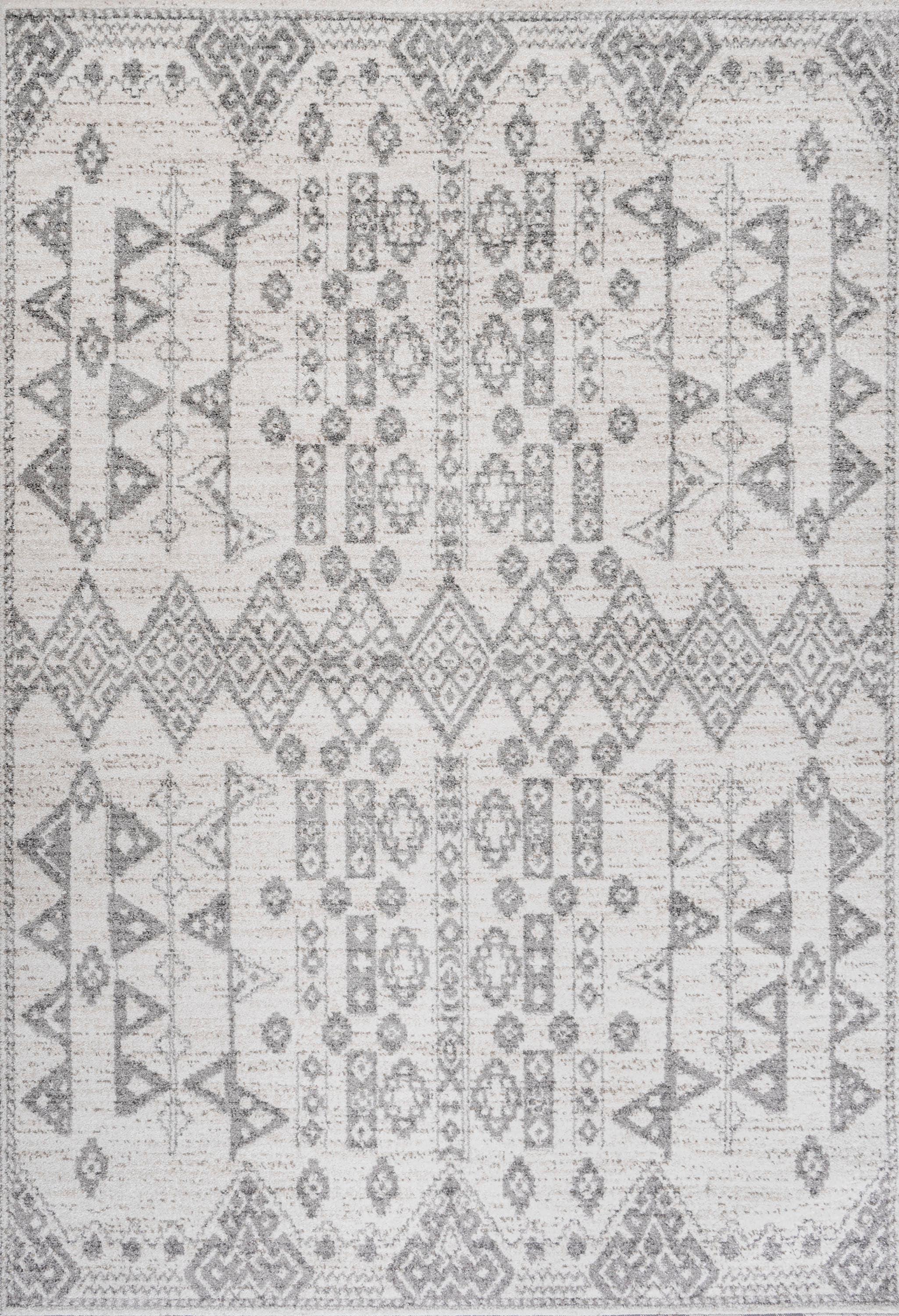 5'x8' Idris  Diamond Geometric Area Rug, Gray/Beige - JONATHAN Y
