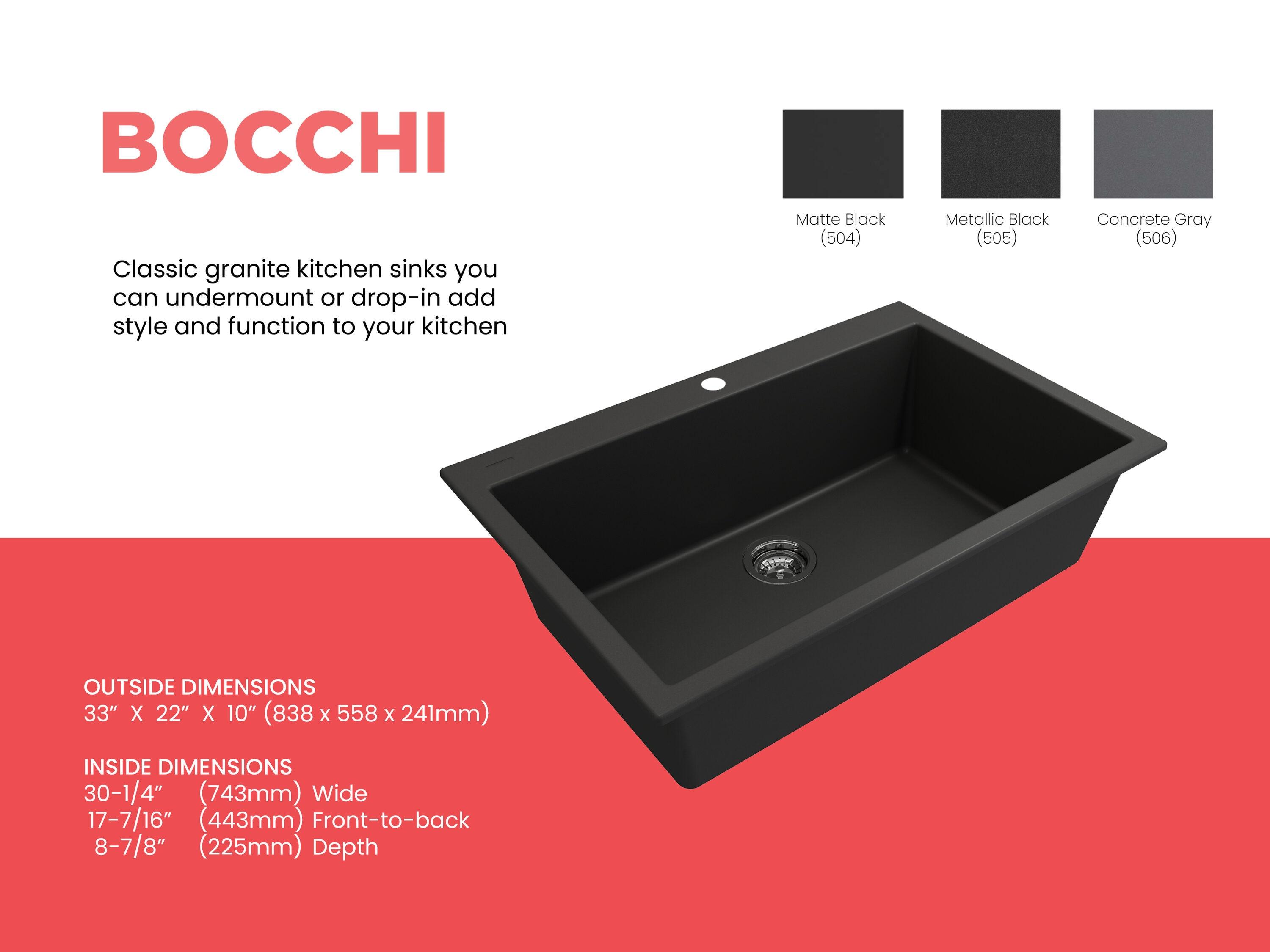 Matte Black Granite Single Bowl Drop-In Kitchen Sink