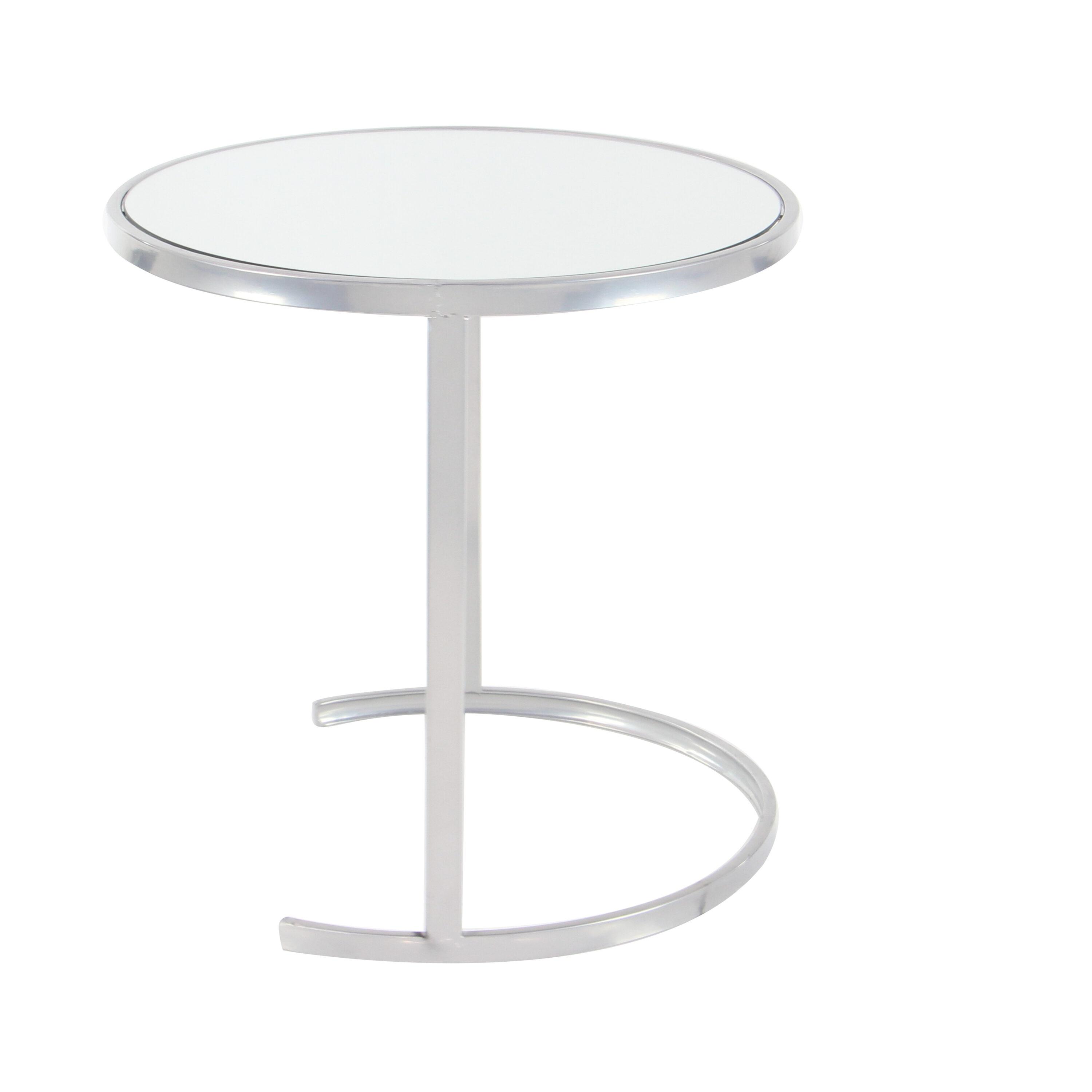 Oakengates Metal Round Nesting Side End Accent Table with Mirrored Glass Top Set