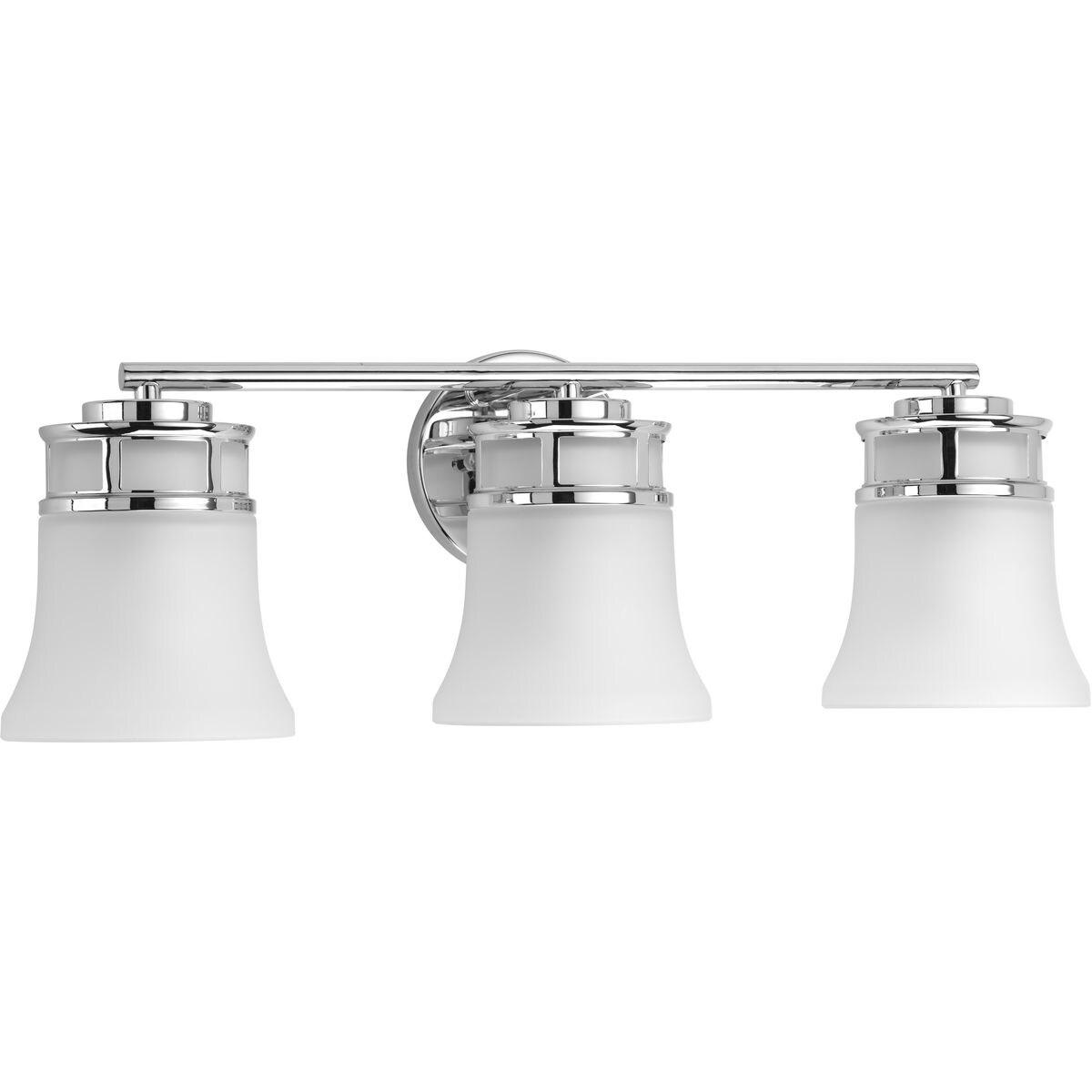 Progress Lighting Cascadia 3-Light Bath Vanity, Polished Chrome, Etched Glass Shades