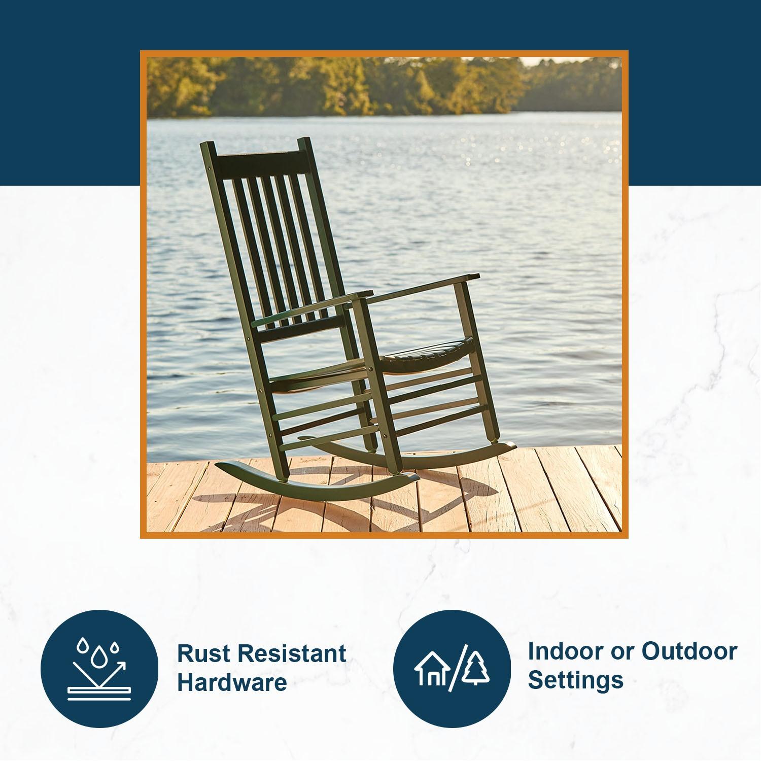 Shine Company Traditional Hardwood Indoor/Outdoor Patio Porch Rocker in Green