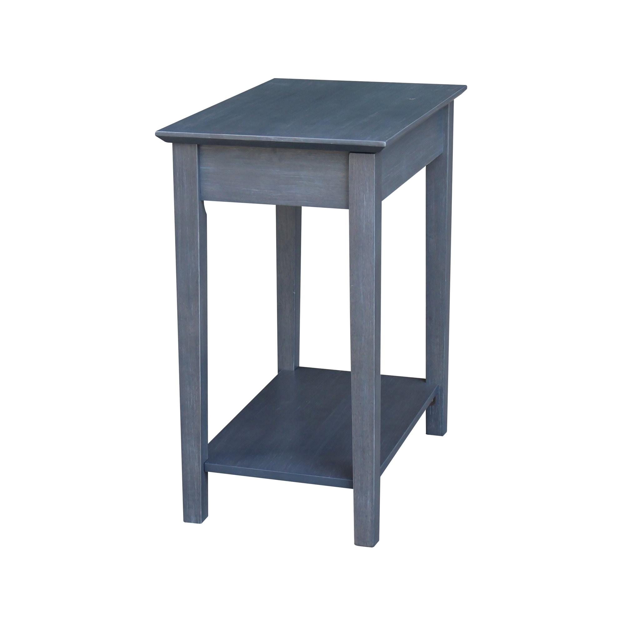 Narrow End Table Heather Gray - International Concepts: Mid-Century Modern Style, Hardwood, Drawer & Shelf