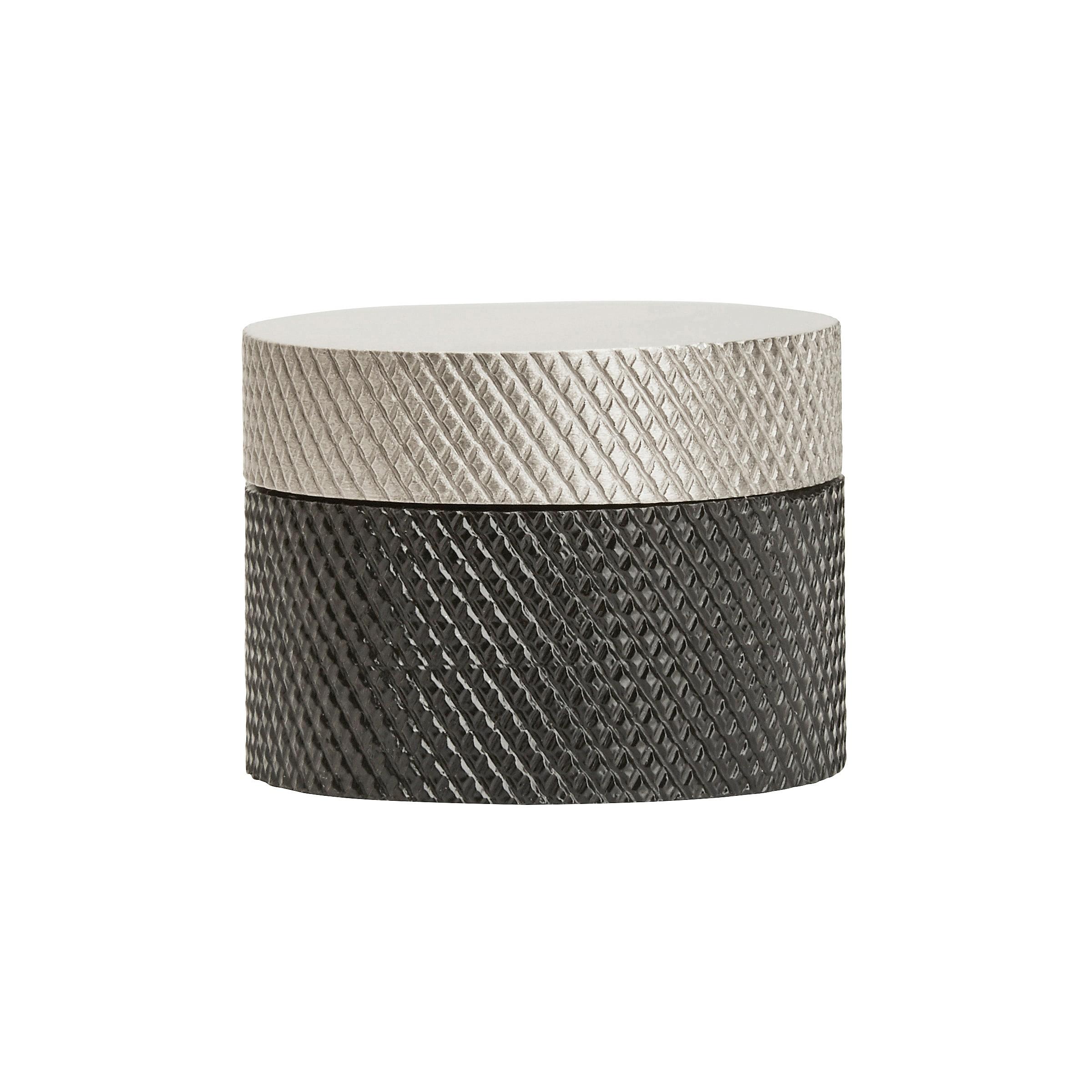 Matte Black and Silver Aluminum Round Cabinet Knob