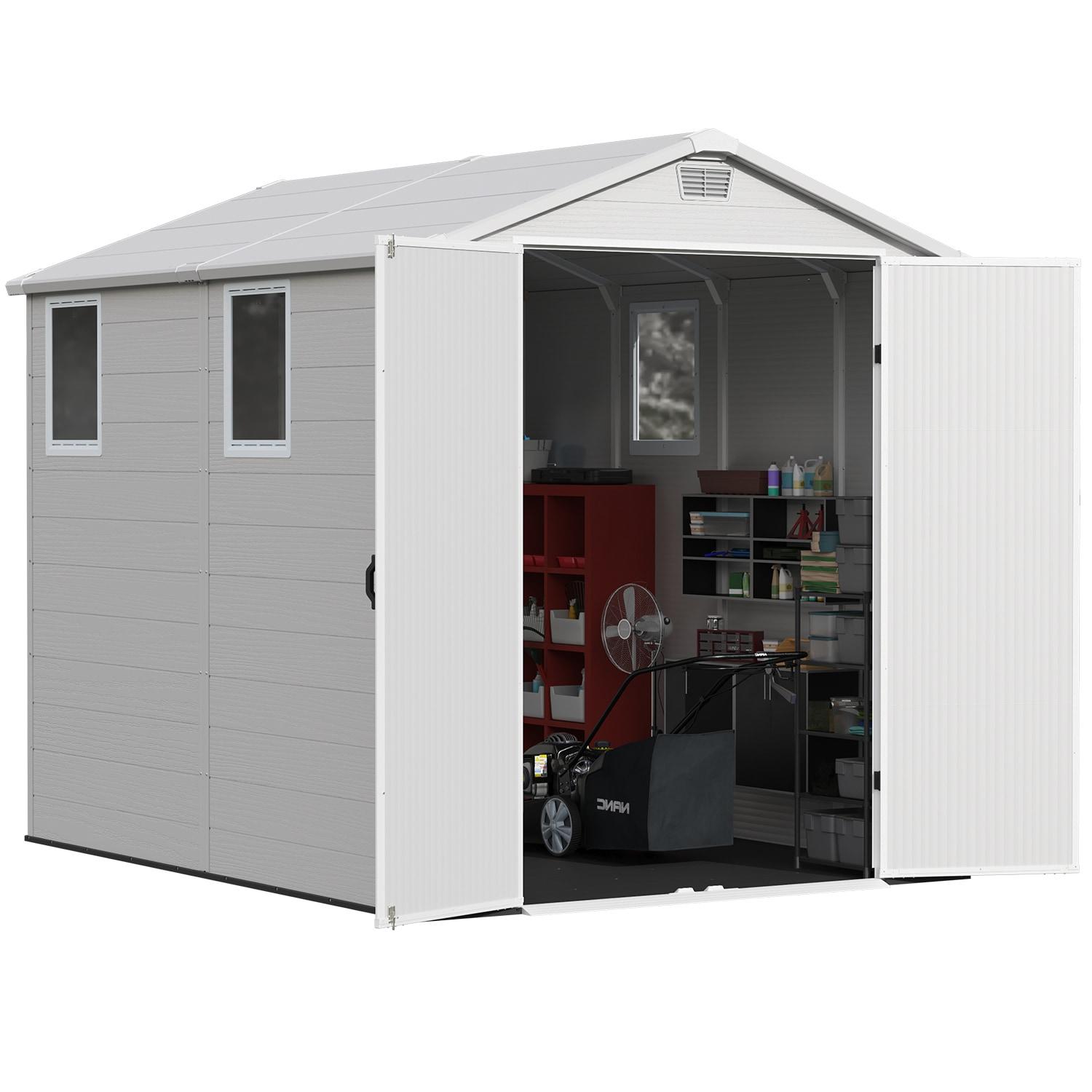 Patiowell 6 Ft. W X 8 Ft. D Resin Outdoor Storage Shed, Weather-resistant Outdoor Storage With Reinforced Design