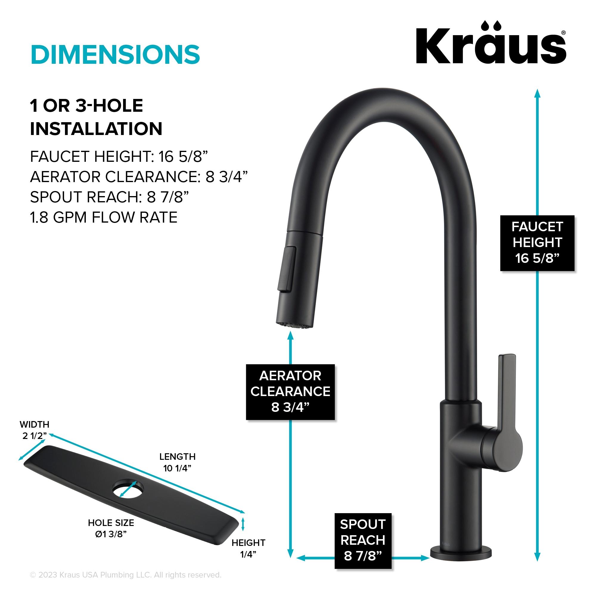 KRAUS Oletto Single Handle Pull Down Kitchen Faucet with QuickDock Top Mount Installation Assembly