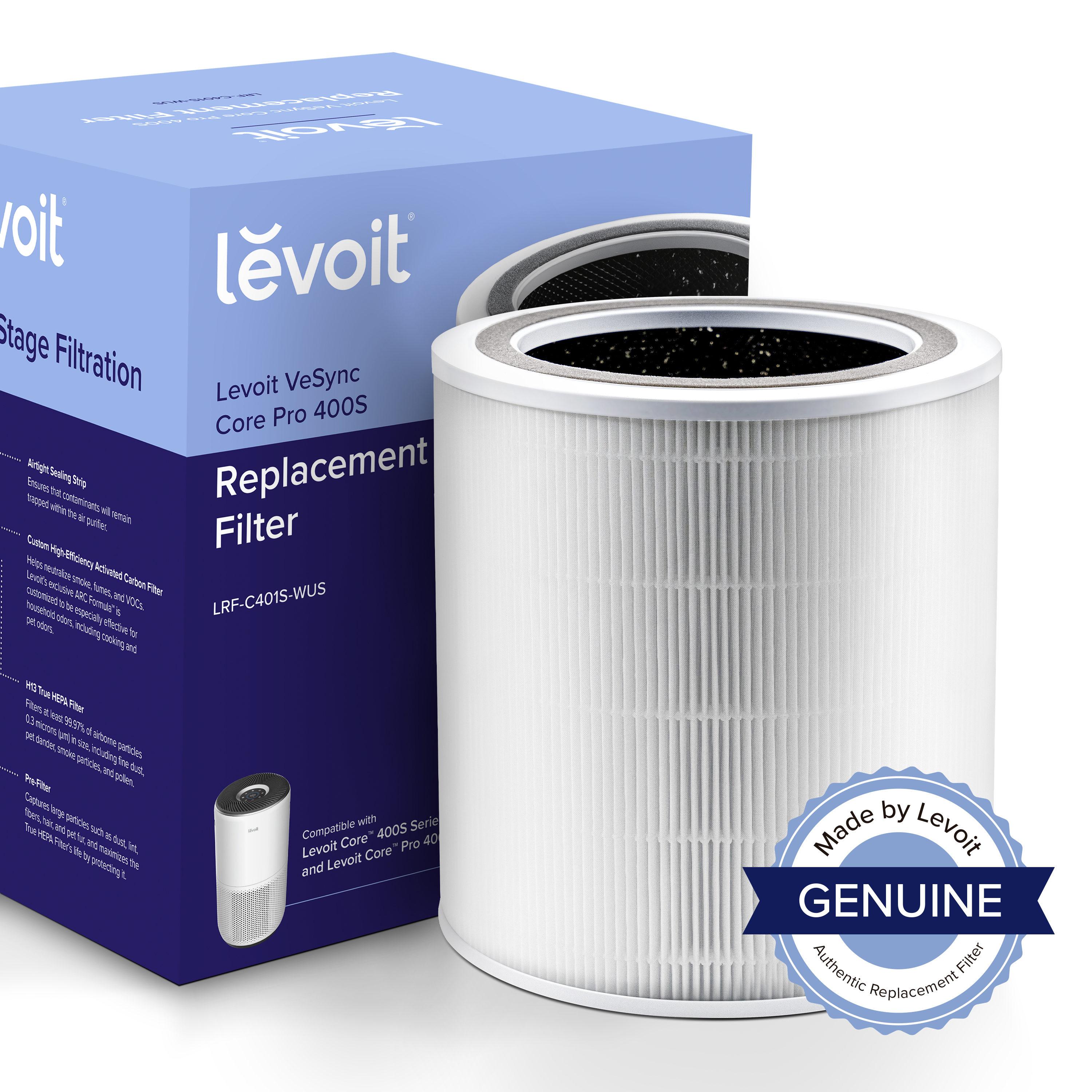 Levoit PlasmaPro 400S Replacement Filter: True HEPA, Captures Odors, Mold, Dust, Pet Dander, Compatible with Levoit Air Purifiers
