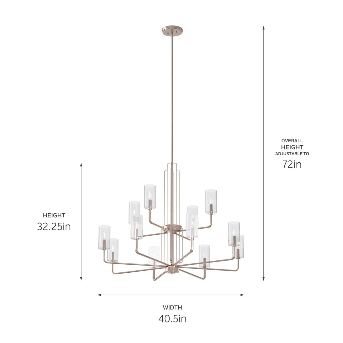 Kimrose™ 12 Light Chandelier with Clear Fluted Glass Brushed Natural Brass