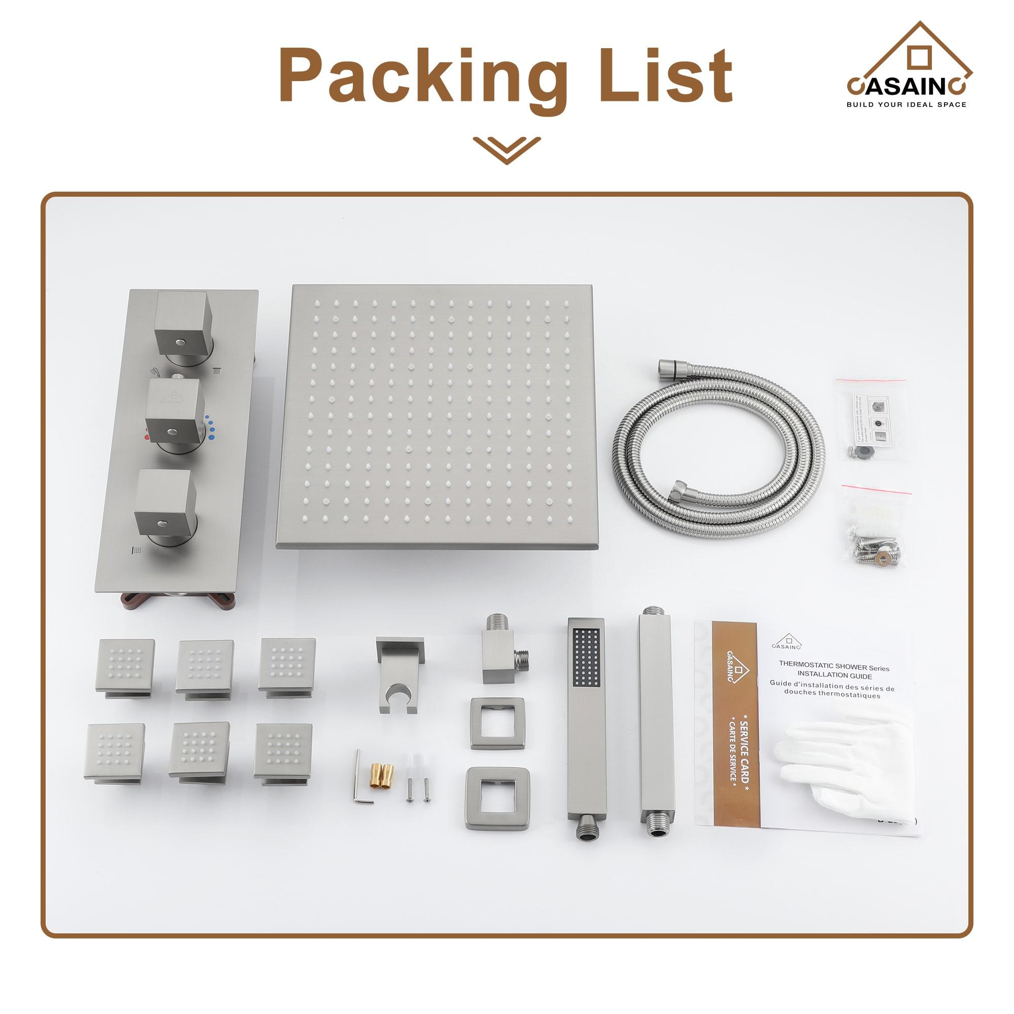 Revitalize 12 Inch Luxury Thermostatic Complete Shower System with Rough-in Valve