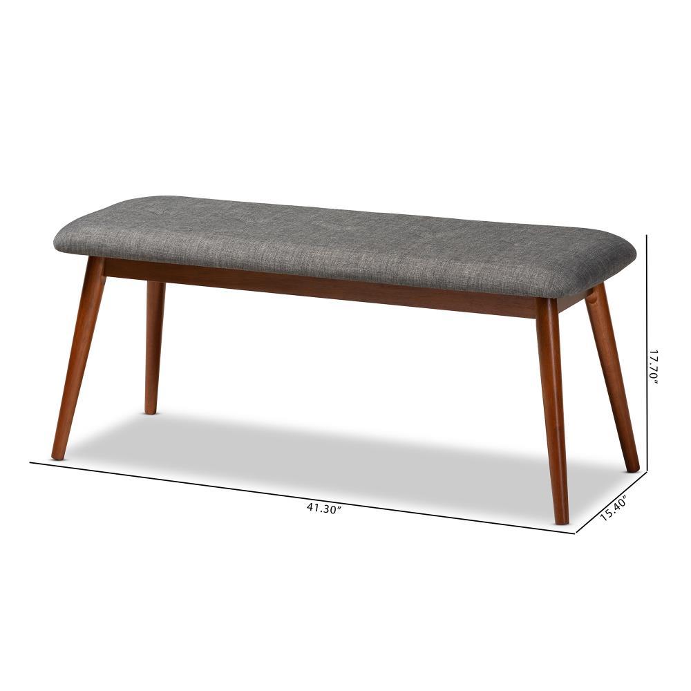Flora Bench Gray - Baxton Studio: Upholstered Rectangle Ottoman, Rubberwood Frame, Seats 2