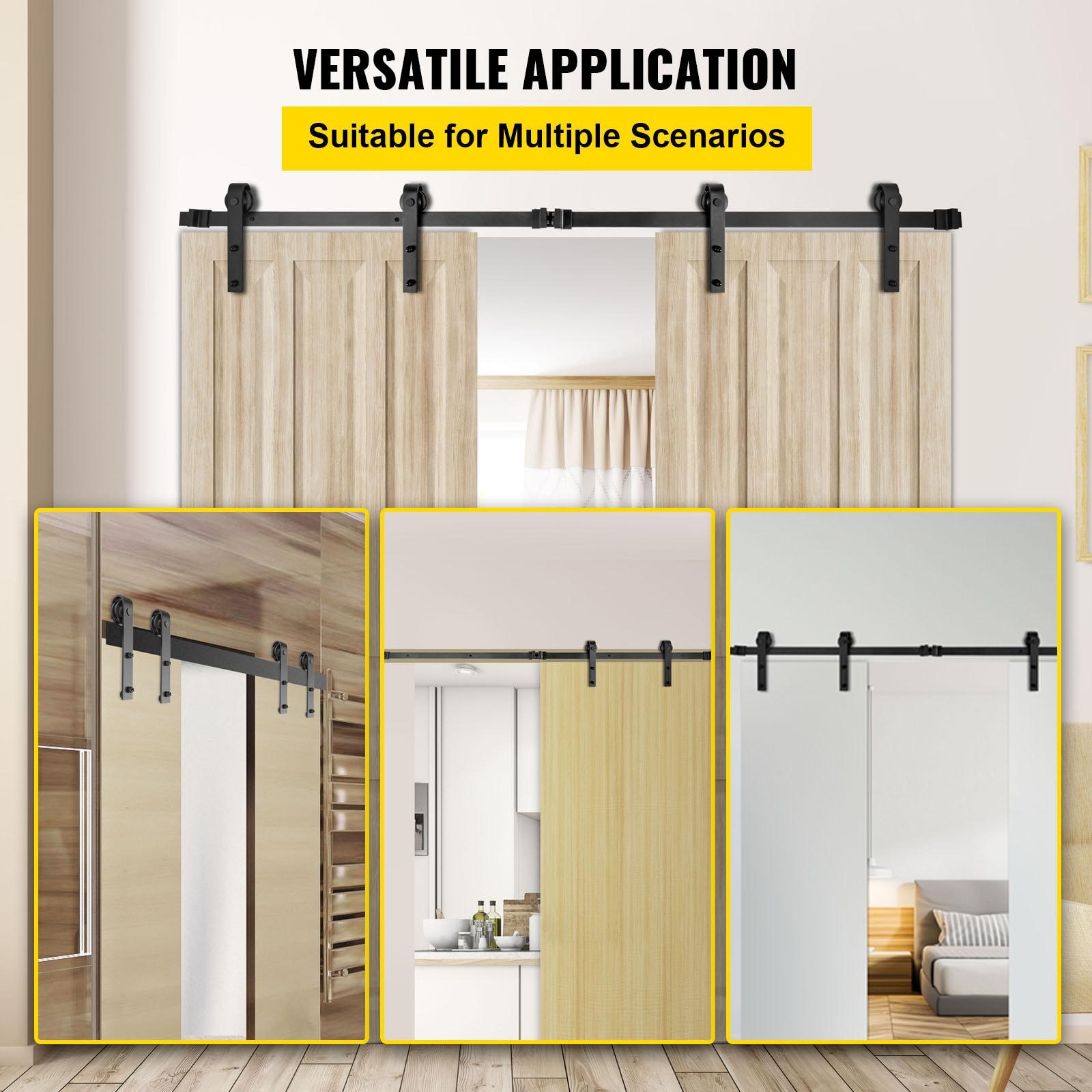 VEVOR Black Steel Single Door Barn Door Hardware Kit Standard Single