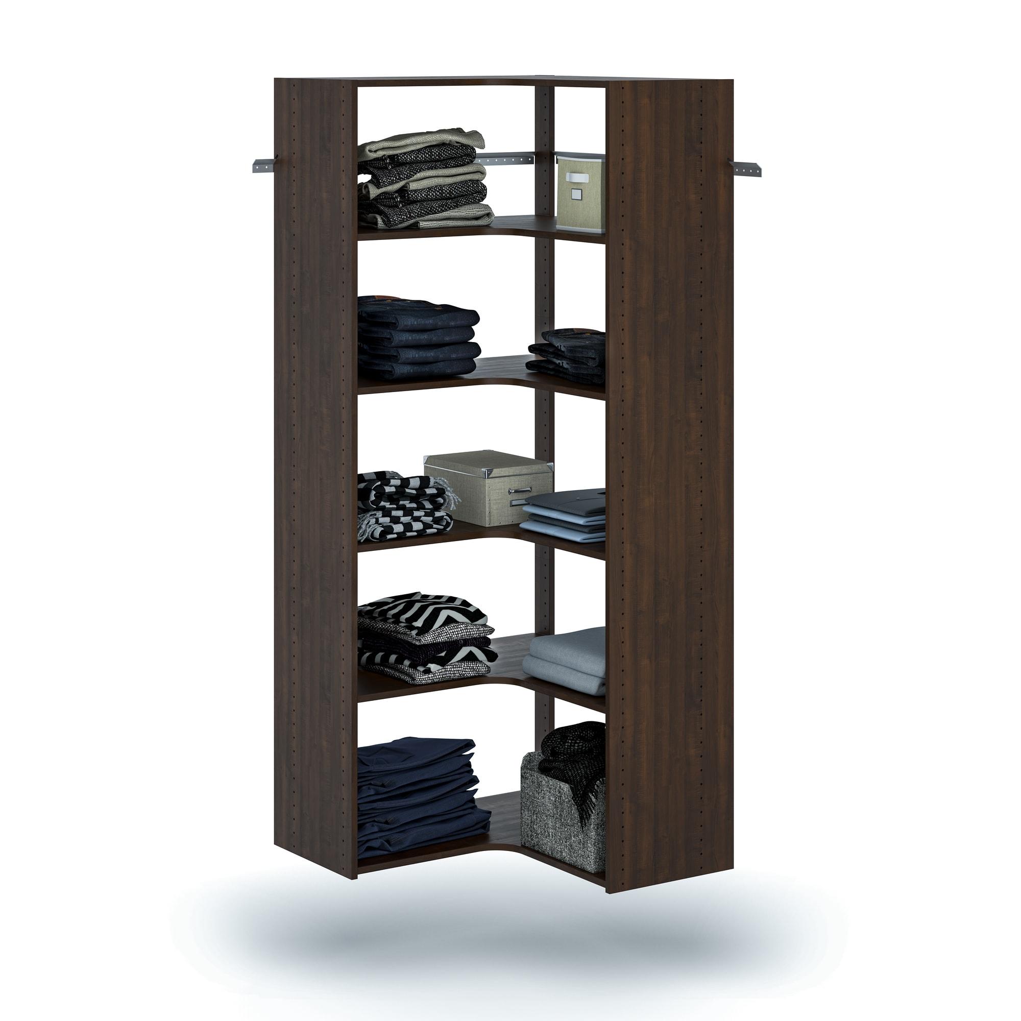 Easy Track Ph42 30-1/2" Wide Corner Closet Organizer System - Truffle