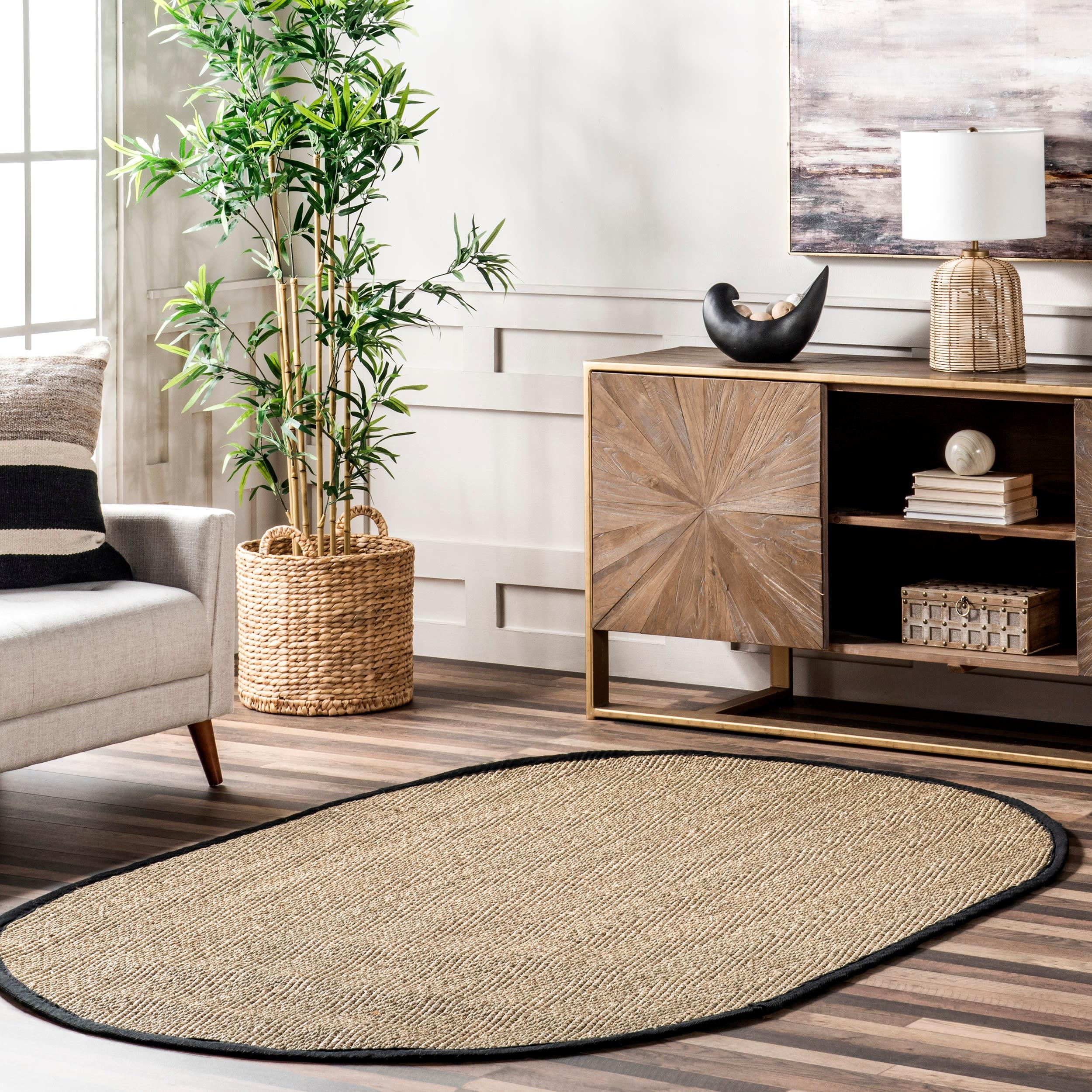 Nuloom Larnaca Seagrass Herringbone Indoor Area Rug, Oval 5' x 8'
