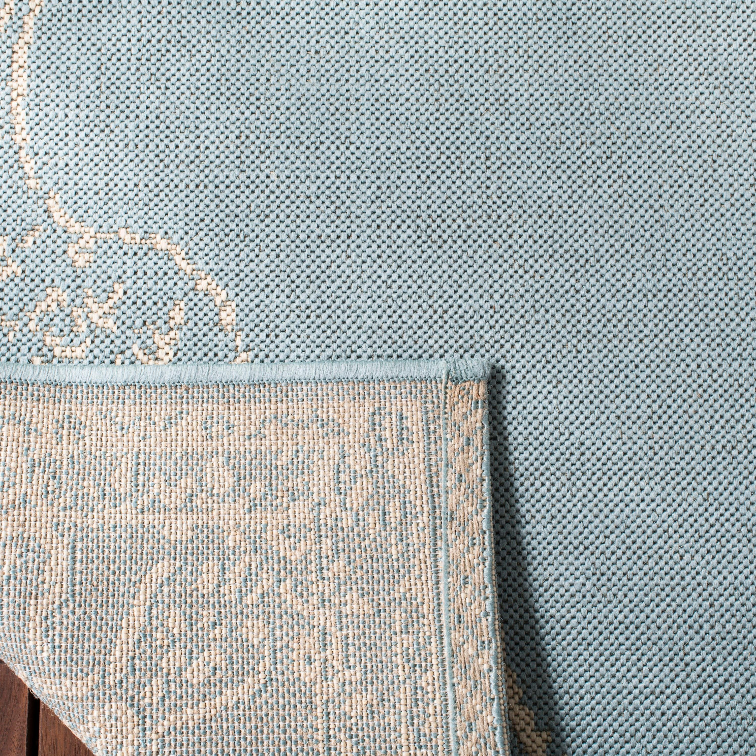SAFAVIEH Beach House Janine Medallion Indoor/Outdoor Area Rug, Cream/Aqua, 2'2" x 4'