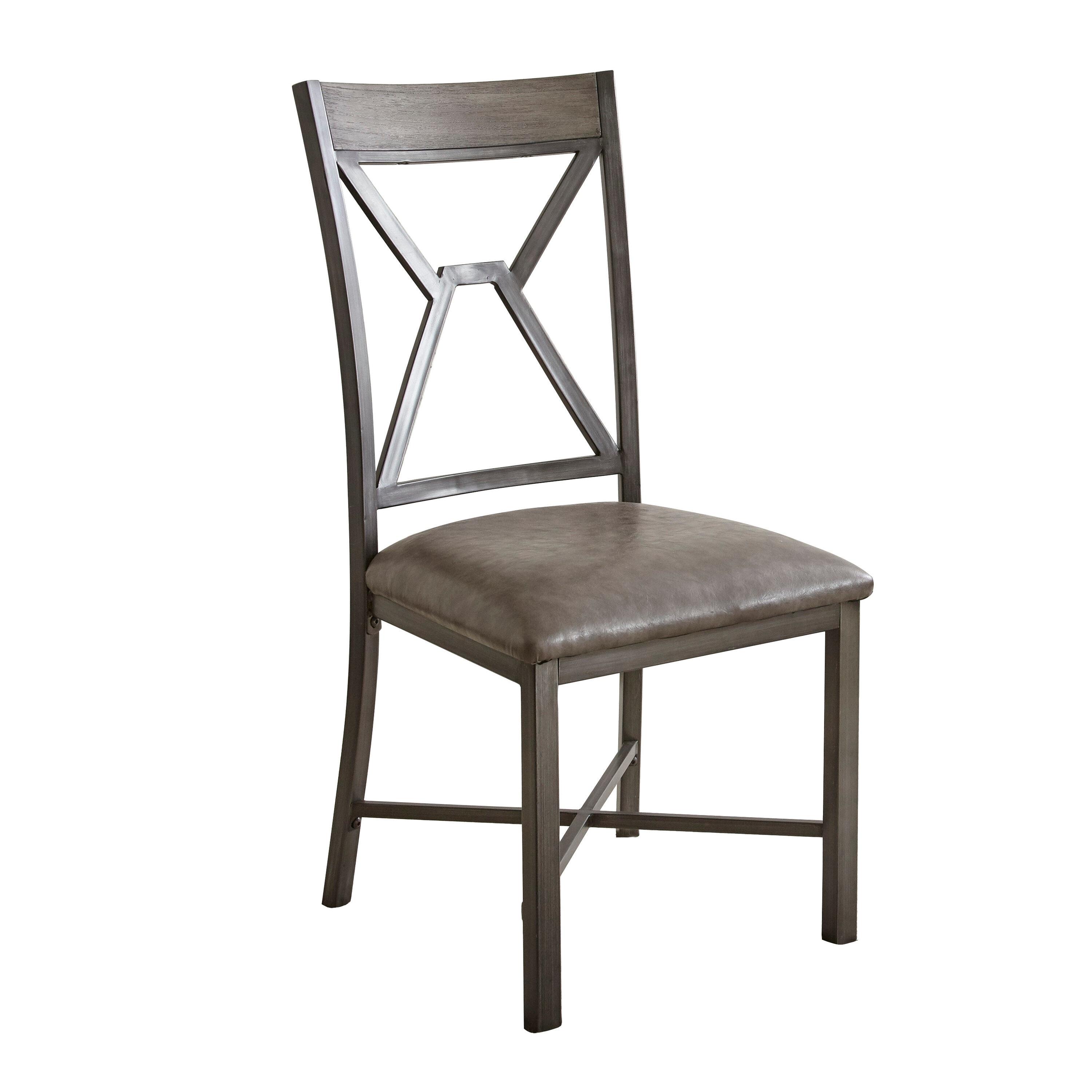 Set of 2 Alamo Side Chair Gray: Upholstered, Metal Legs, Geometric Cutouts - Steve Silver Co.