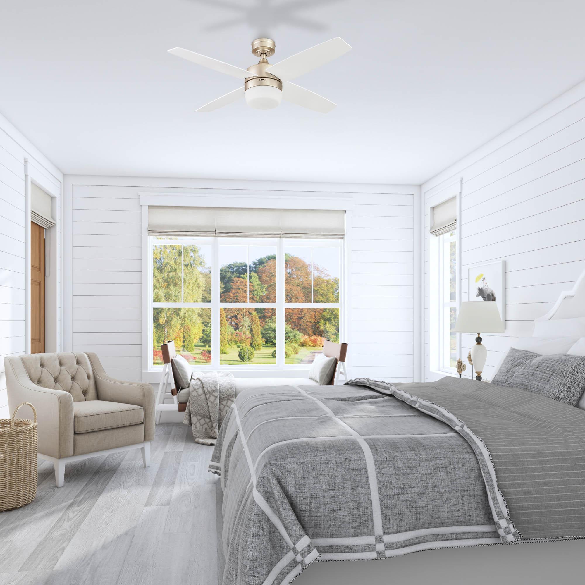 Prominence Home Atlas 44" Champagne Ceiling Fan with Light, Remote Control, 4 Blades & Reverse Airflow