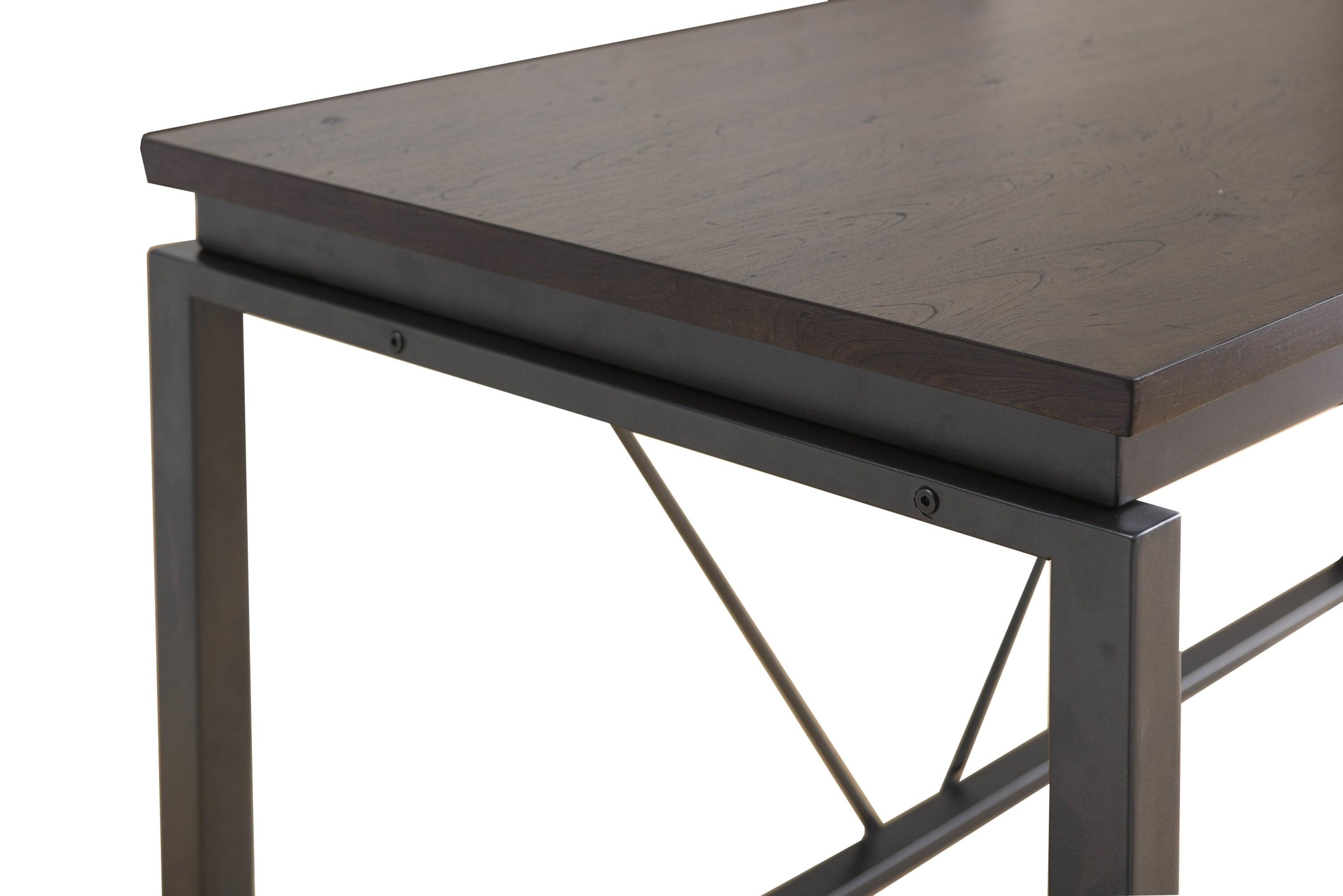 Sunjoy 58" Brown Wood Finish Writing Study Laptop Computer Desk Home Office Workstation with Motion Storage Drawer and Metal Frame