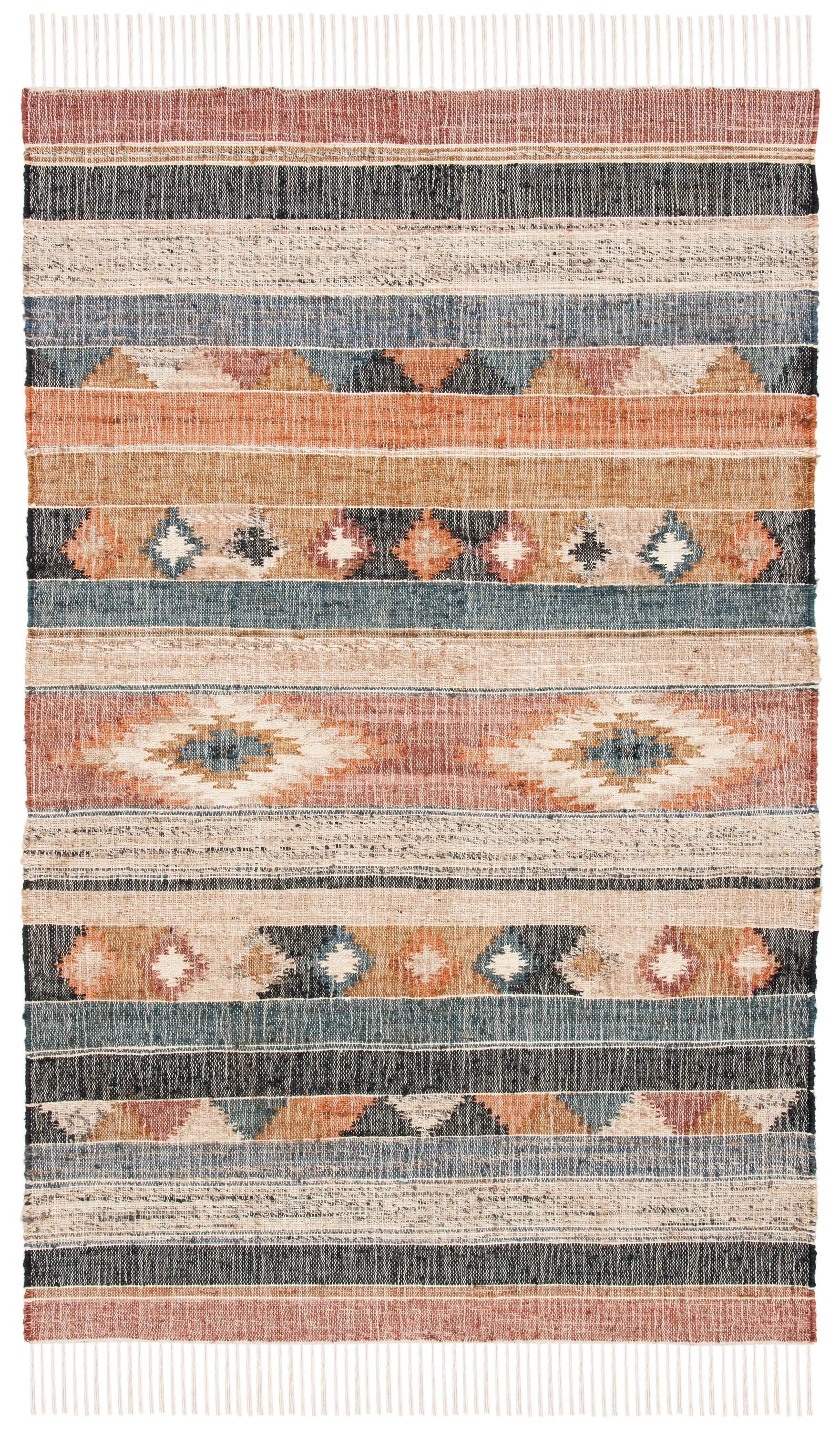 Kilim KLM177 Flat Weave Area Rug - Blue/Rust - 5'x8' - Safavieh