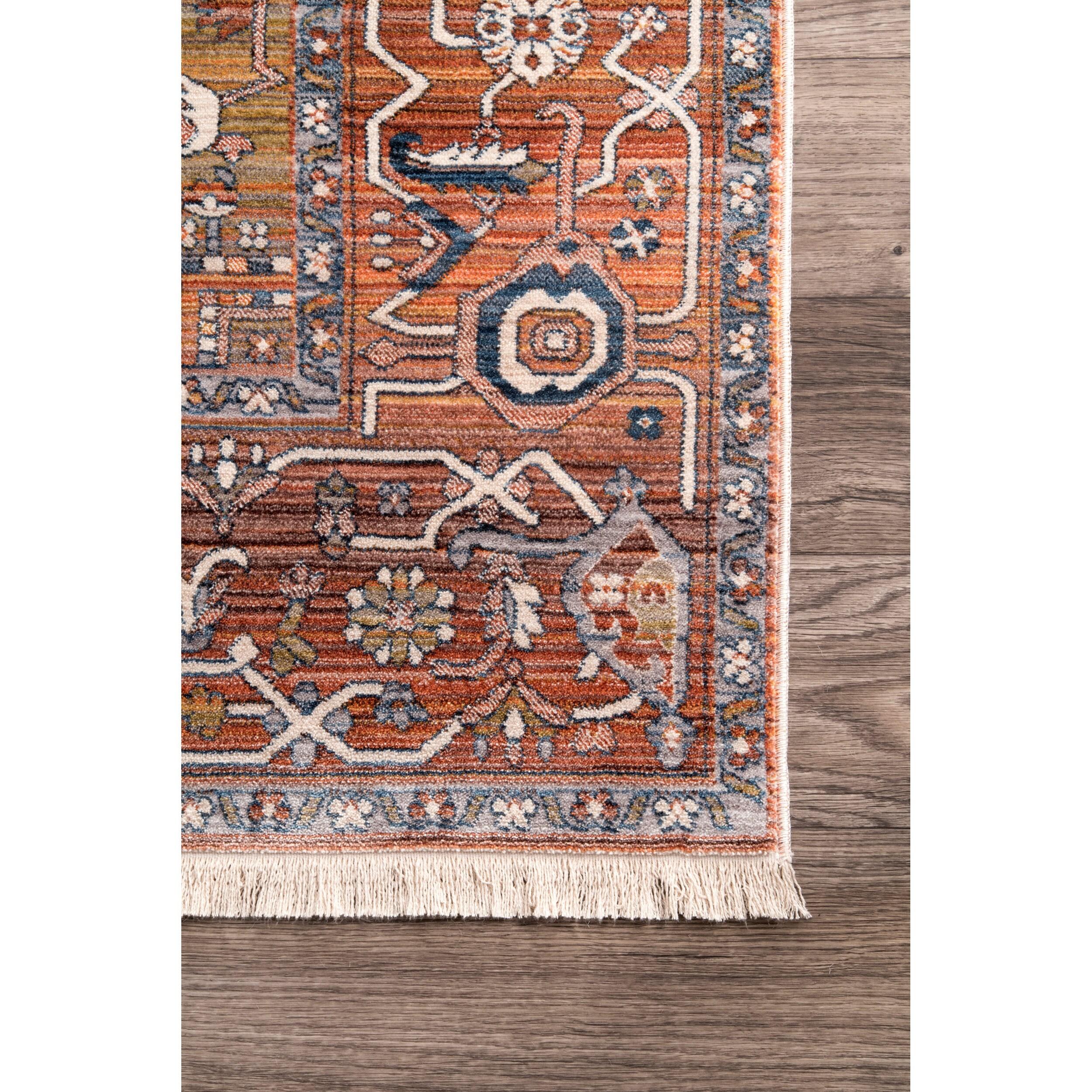 Nuloom Harriet Medallion 6 Square Indoor Area Rug for Living Room Bedroom Dining Room Kitchen, Rust/Multicolor