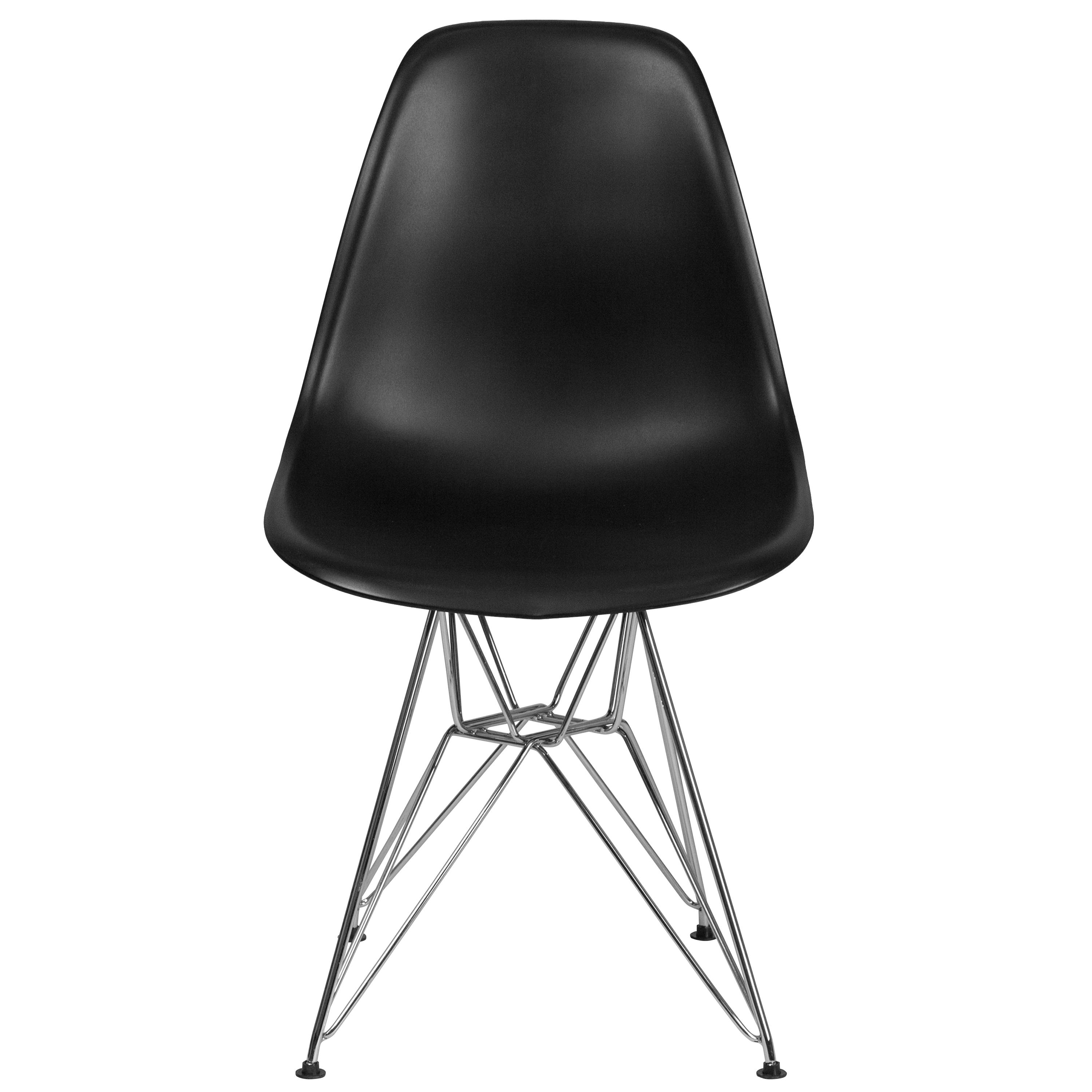 Flash Furniture Elon Series Black Plastic Chair with Chrome Base