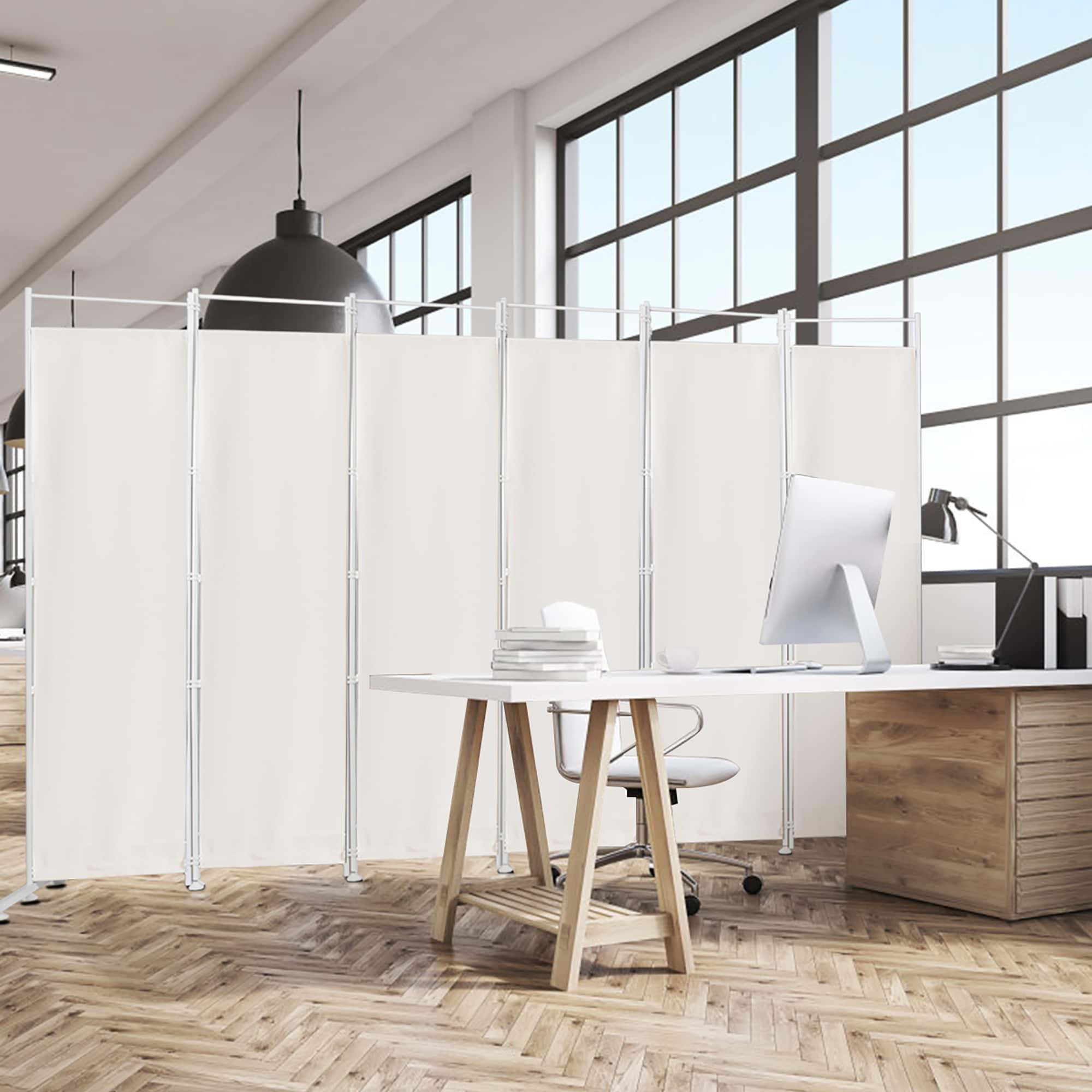 Costway 6-Panel Room Divider Folding Privacy Screen w/Steel Frame Decoration White