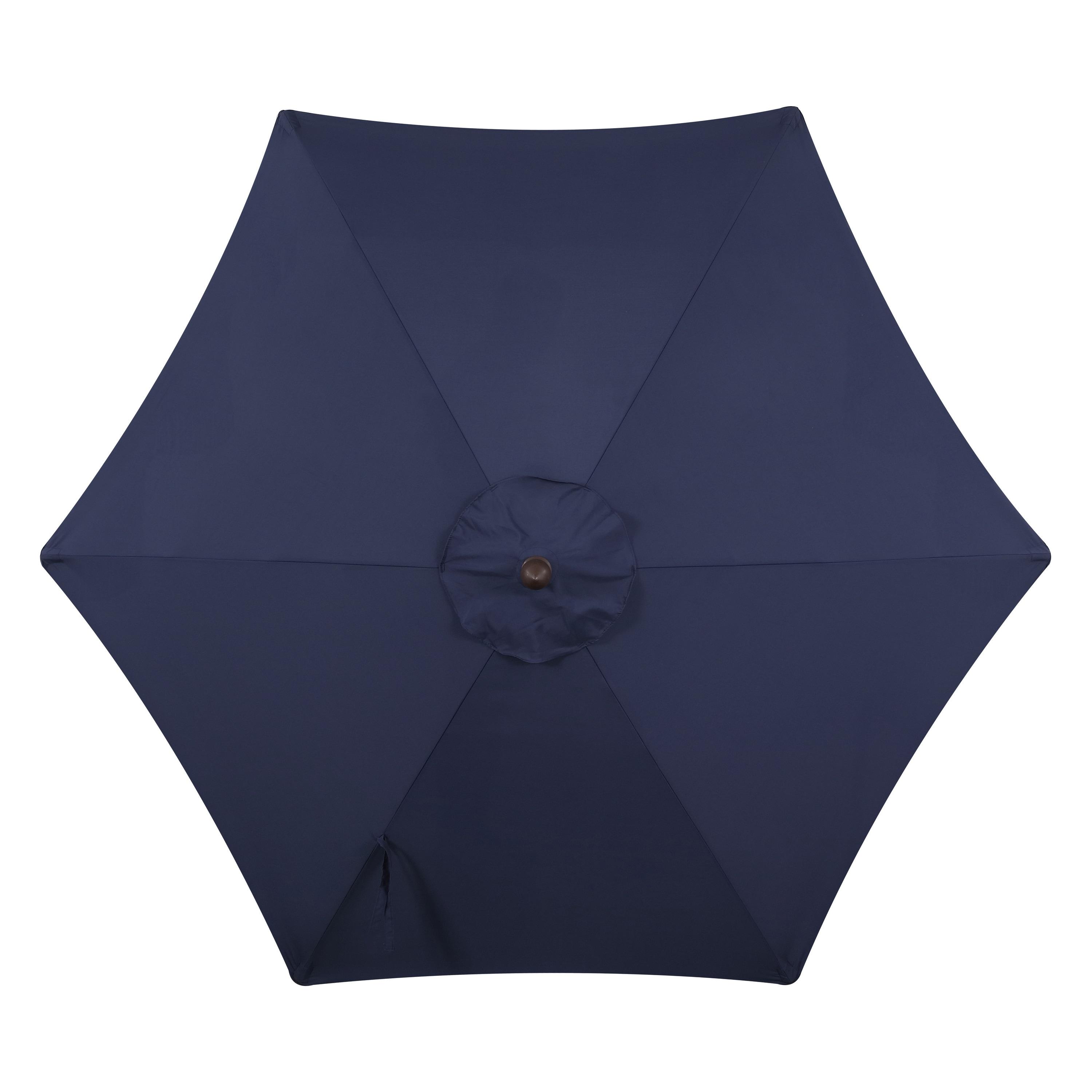 Arlmont & Co. Teretha 9 ft. Classic Cottage Tassel Market Patio Umbrella with Auto-Tilt, Crank, and UV Protection