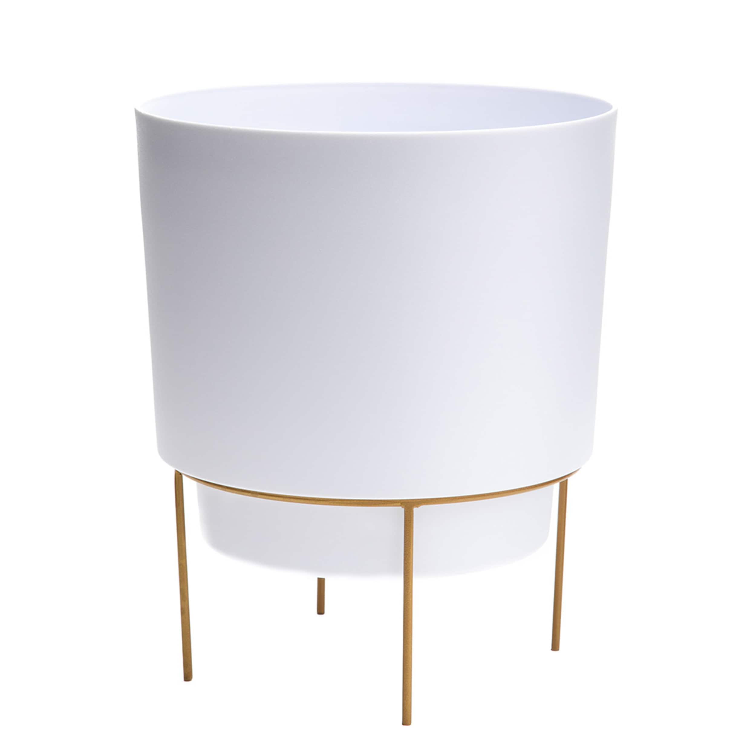 Bloem Hopson 12 in. H X 10 in. D Metal/Plastic Planter with Stand Casper White