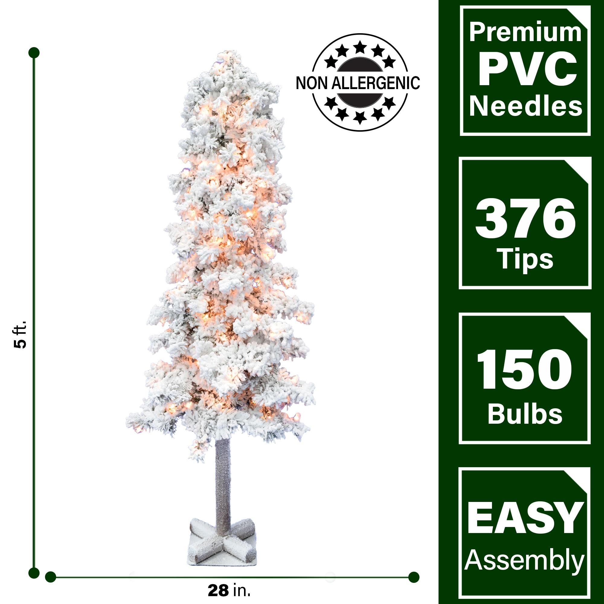 Vickerman 5' Flocked Spruce Artificial Christmas Tree, Clear Lights