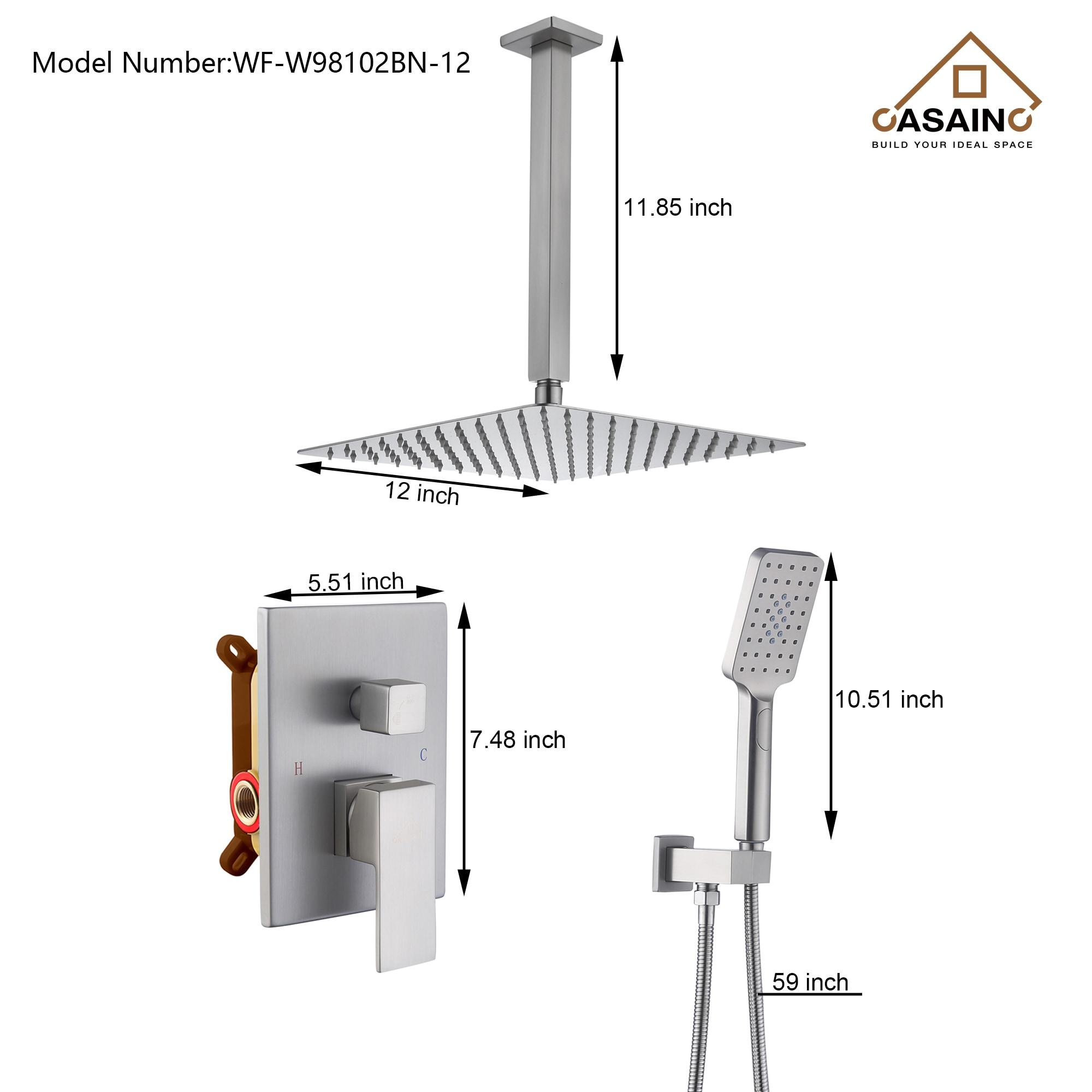 CASAINC OY-98B1202-BN All-In-One Kit with Rough in-Valve