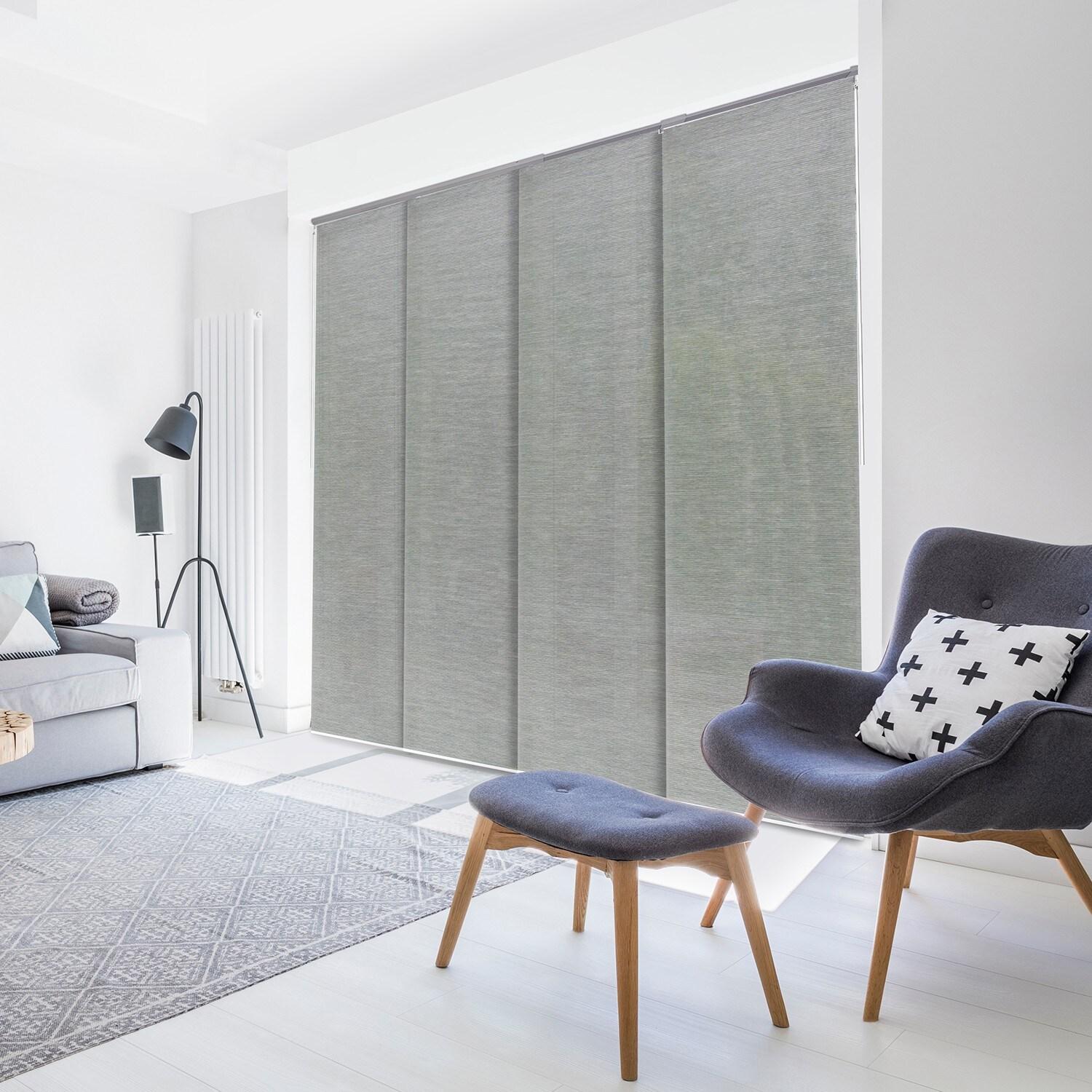 GoDear Design Adjustable Sliding Panel Track Blind 45.8"- 86" W x 96" H, Vertical Blinds, Semi-sheer, Moonstone