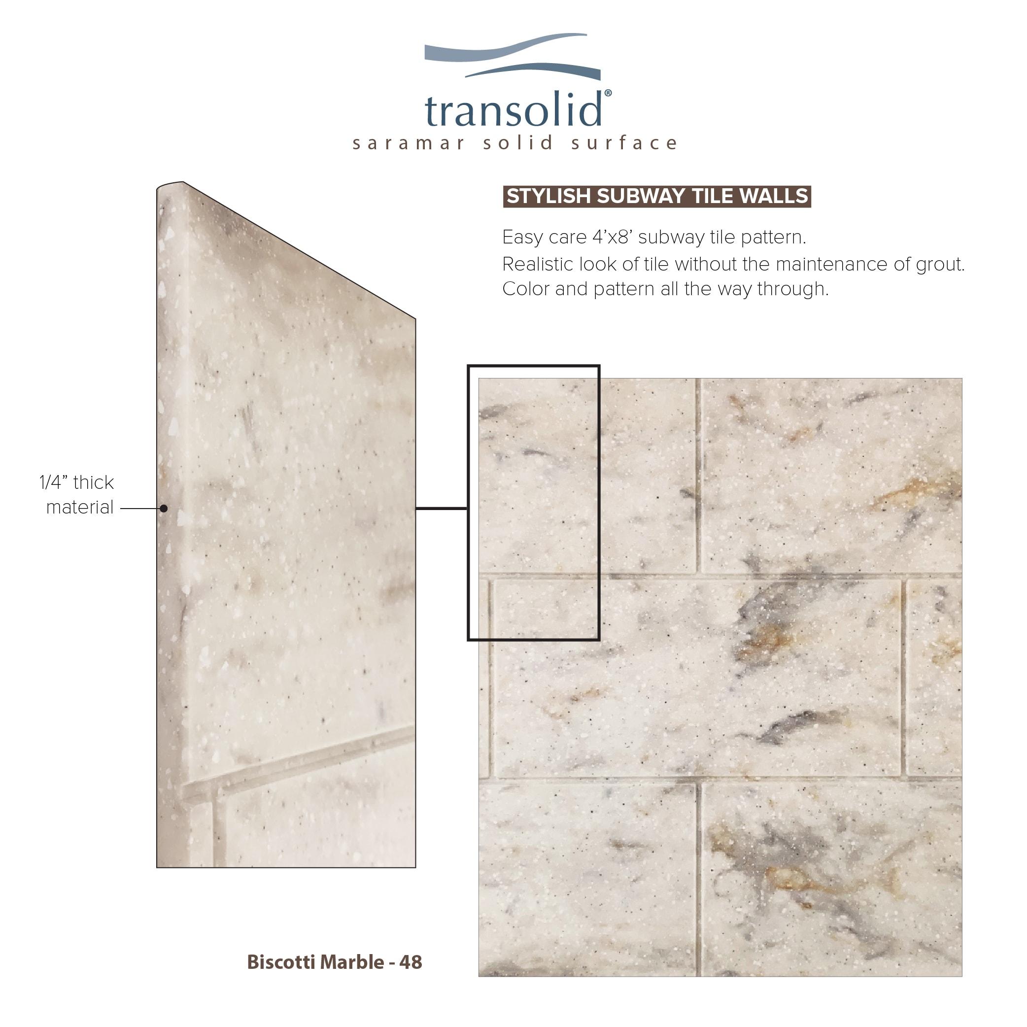 Transolid SaraMar 60'' W 36'' D 60'' H Glue Up Solid Surface Wall