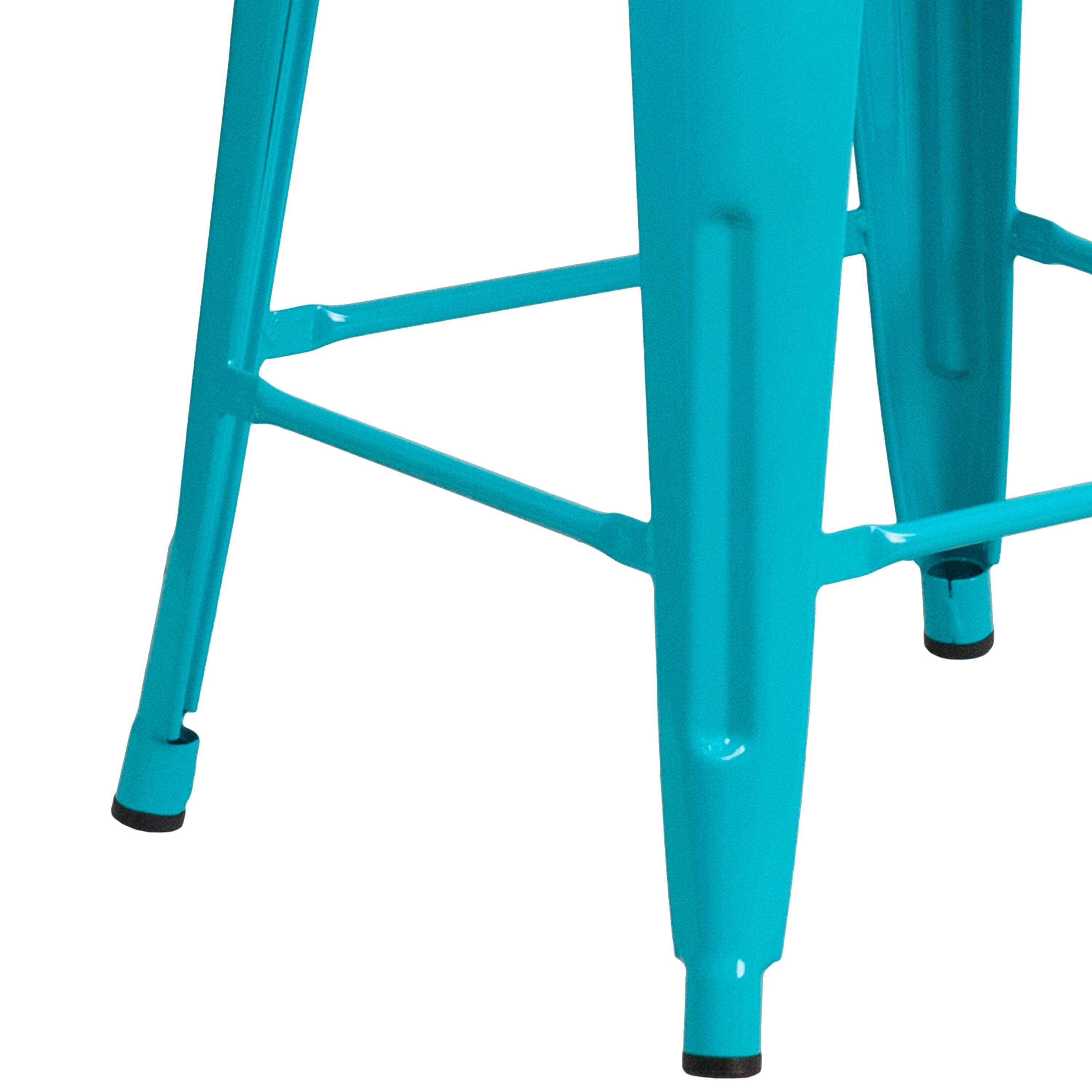 Flash Furniture Commercial Grade 24" High Backless Crystal Teal-Blue Indoor-Outdoor Counter Height Stool