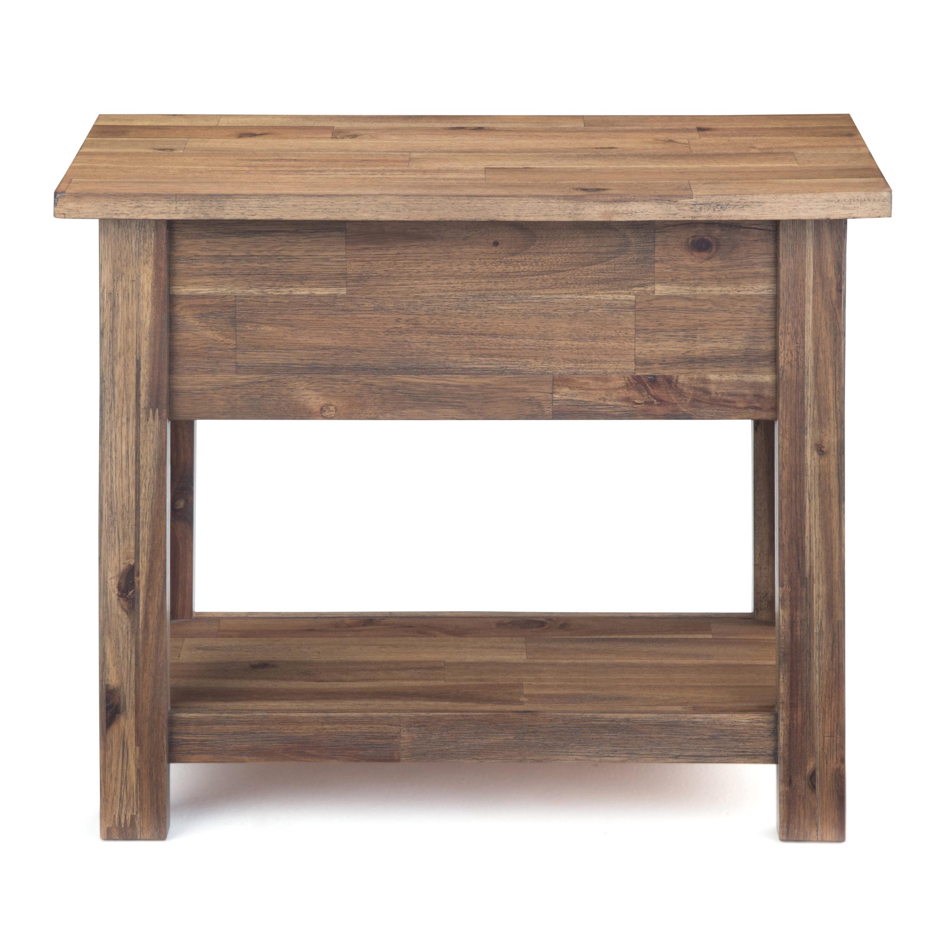 Simpli Home Monroe SOLID ACACIA WOOD 14 " Rectangle Rustic Narrow Side Table in Rustic Natural Aged Brown