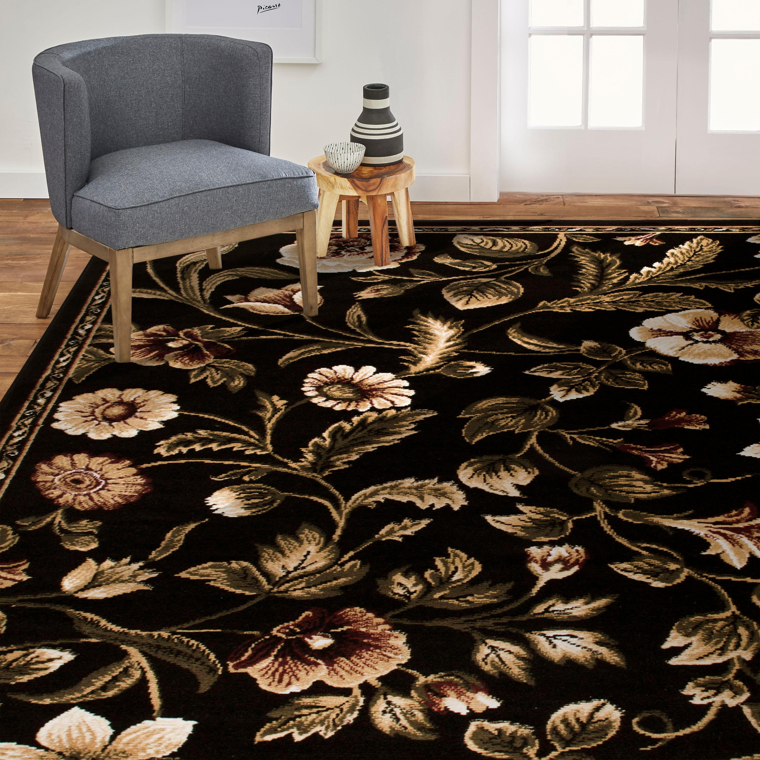 Home Dynamix Optimum Amell Traditional Floral Area Rug, Black/Green, 7'8"x10'4"