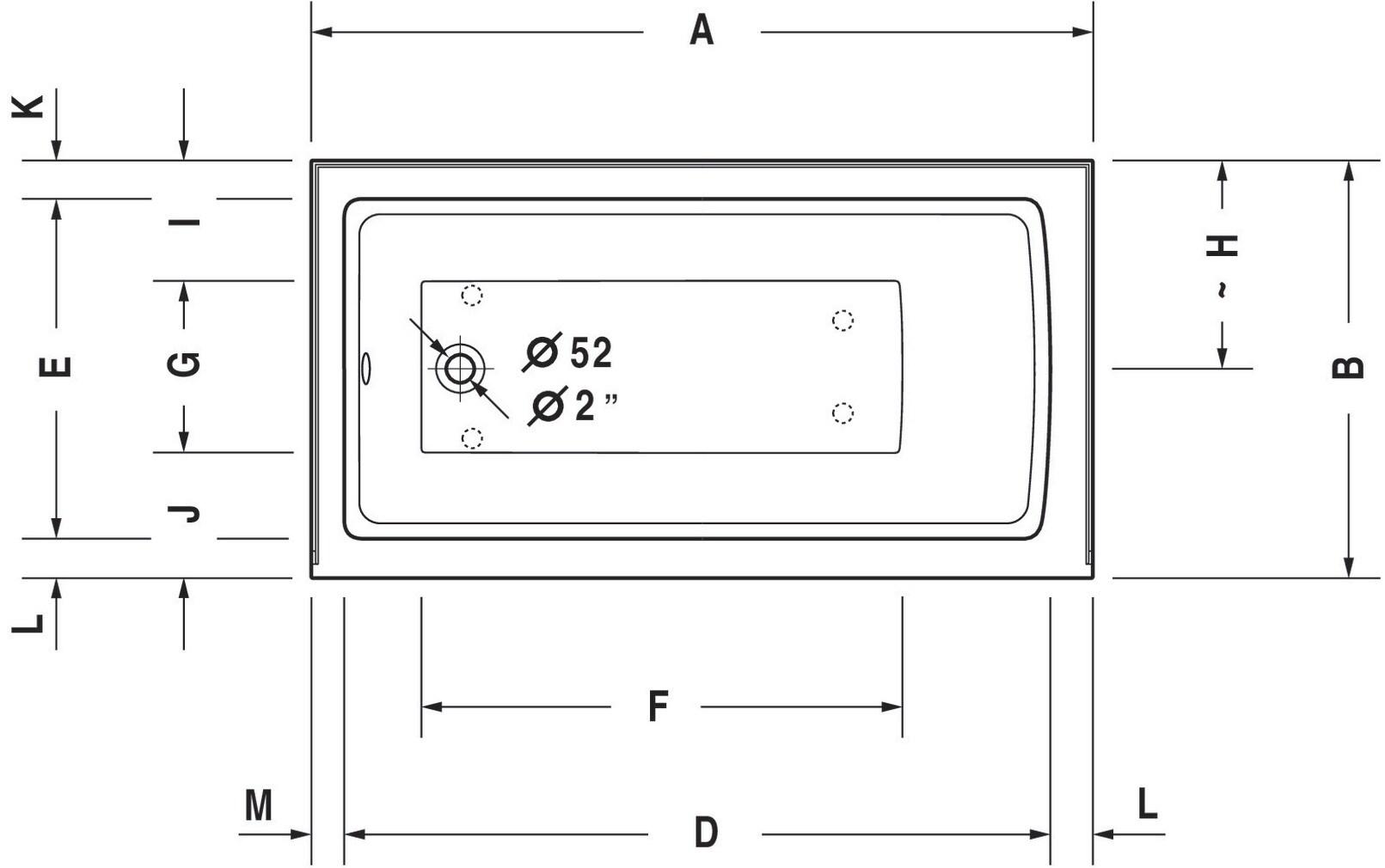 Architec 60" x 32" Alcove Soaking Bathtub with Left Drain (drain not included) - White