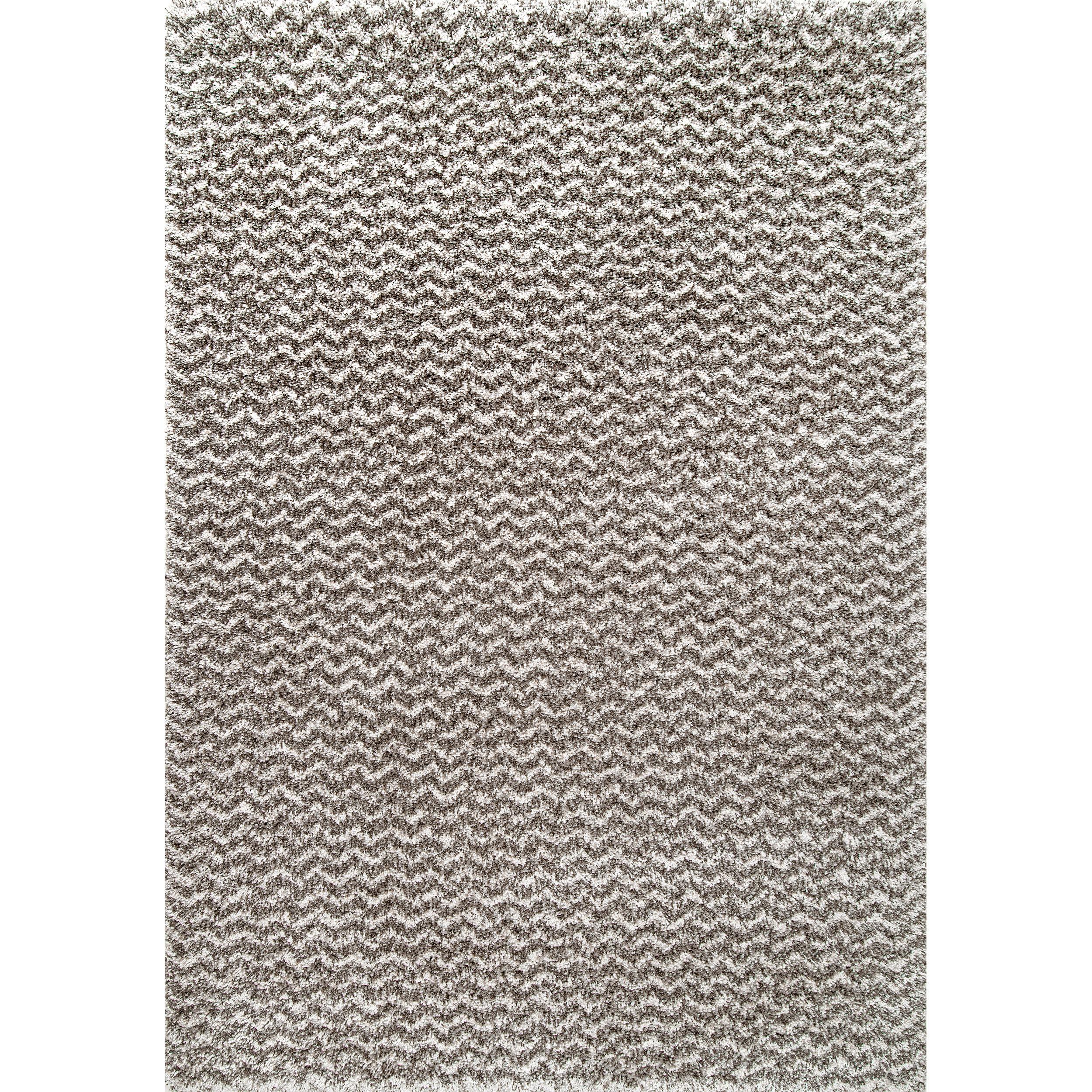 Nuloom Cuellar Striped 7x9 Shag Indoor Area Rug for Living Room Bedroom Dining Room Nursery, Dark Grey/Ivory