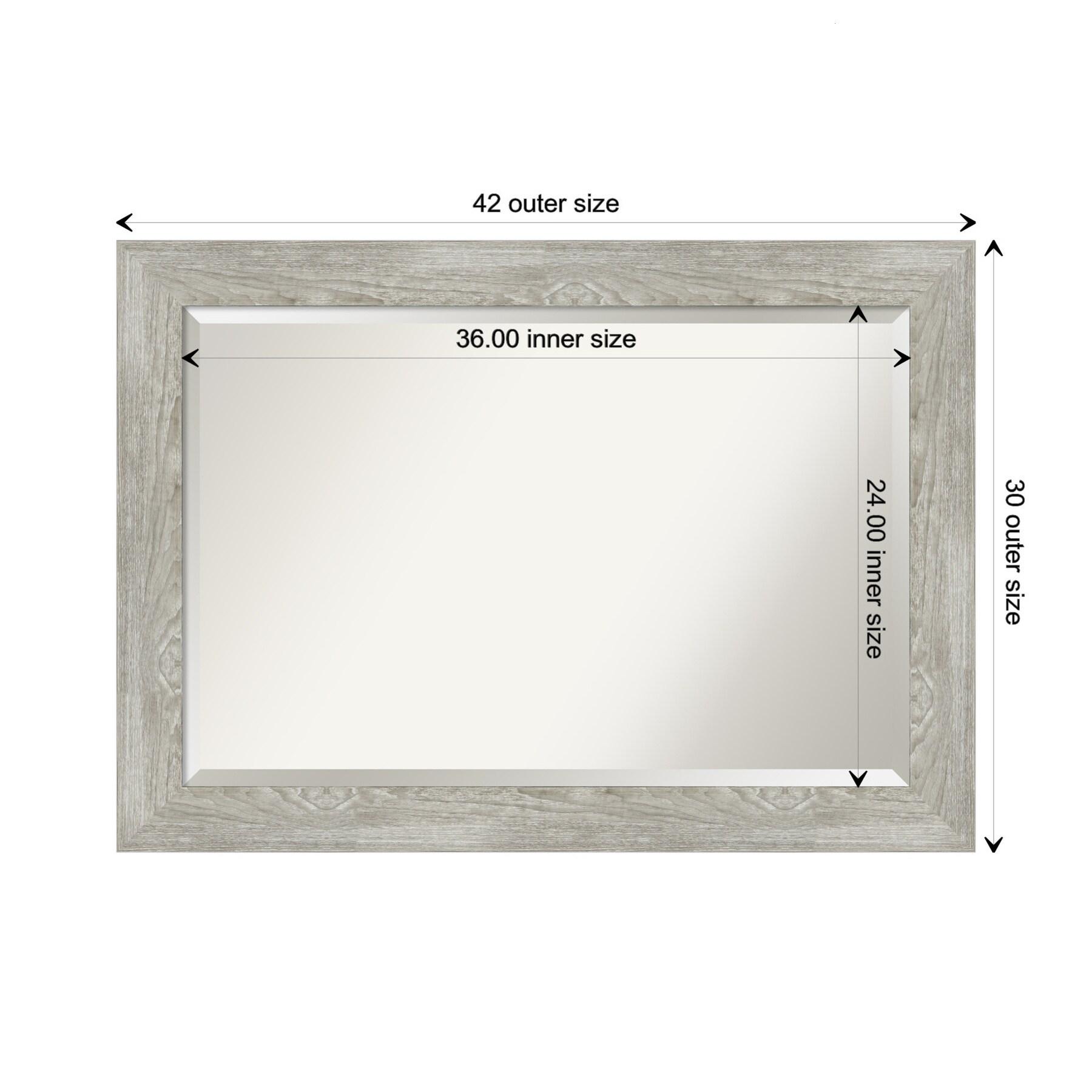 Amanti Art Beveled Bathroom Wall Mirror - Dove Greywash Frame Outer Size: 42 x 30 in