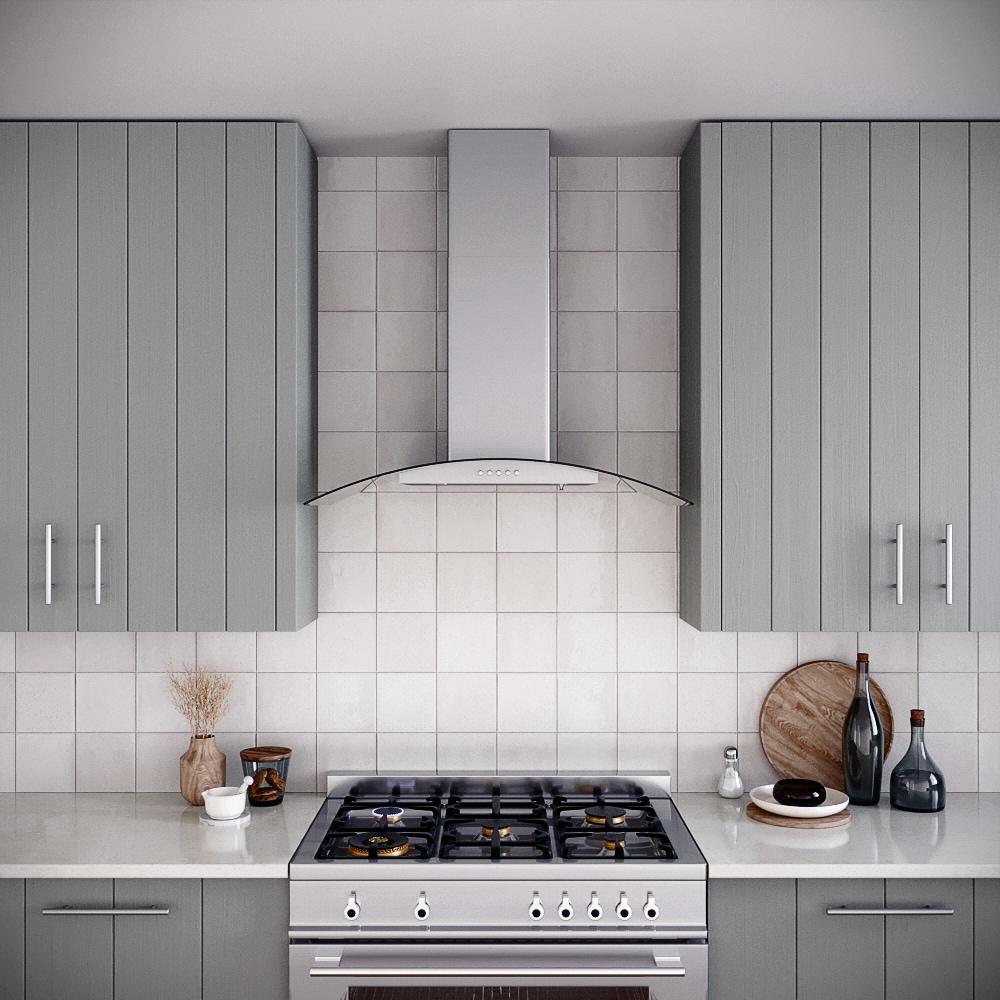 Streamline Largo 36" 220 Cubic Feet Per Minute Ductless Wall Mount Range Hood with Baffle Filter and Light Included