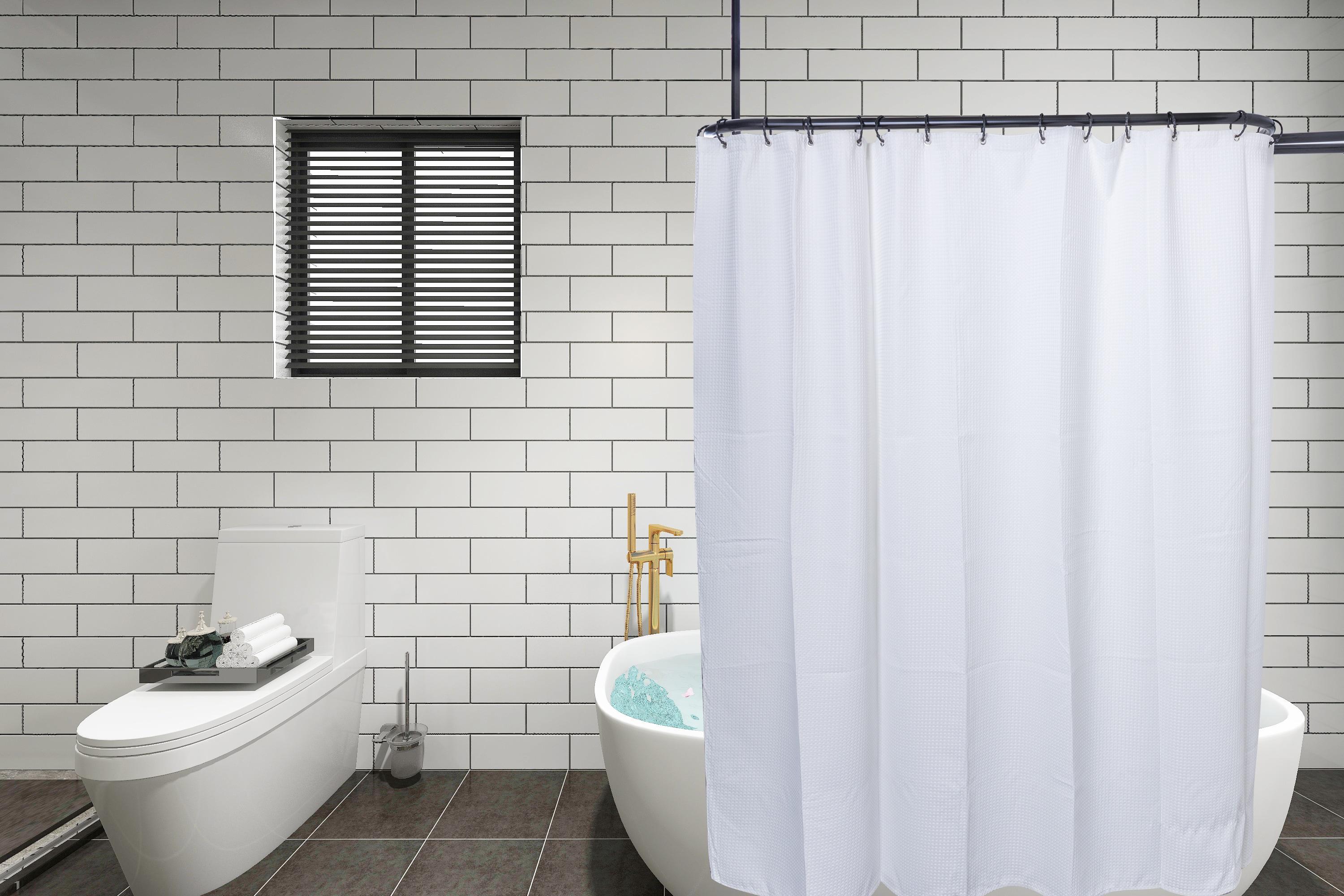 Utopia Alley Rustproof 54" L D-Shaped Fixed Shower Curtain Rod & Hook Set | Wayfair