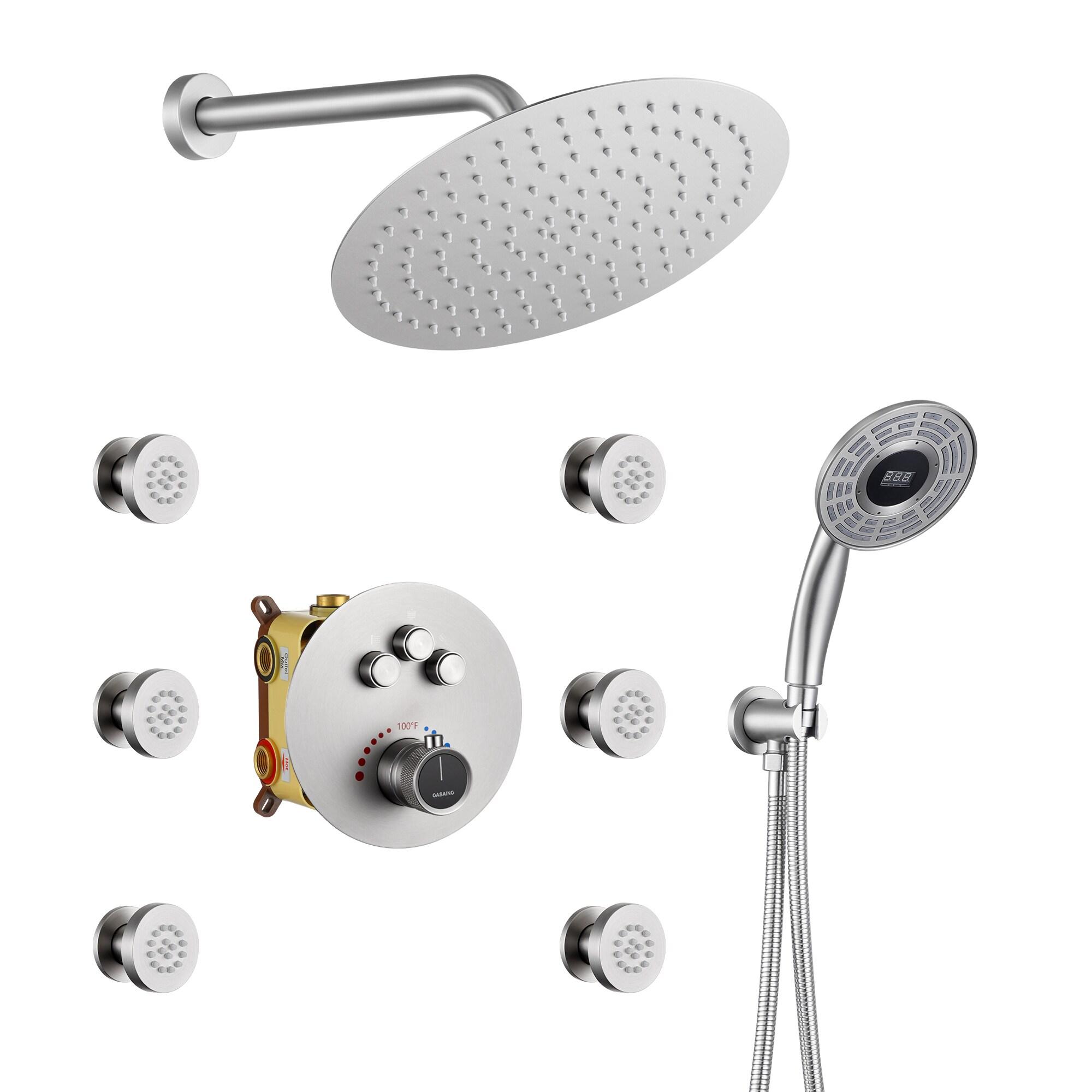 Thermostatic Rainfall Shower System with Rough in-Valve and Digital Display Handheld