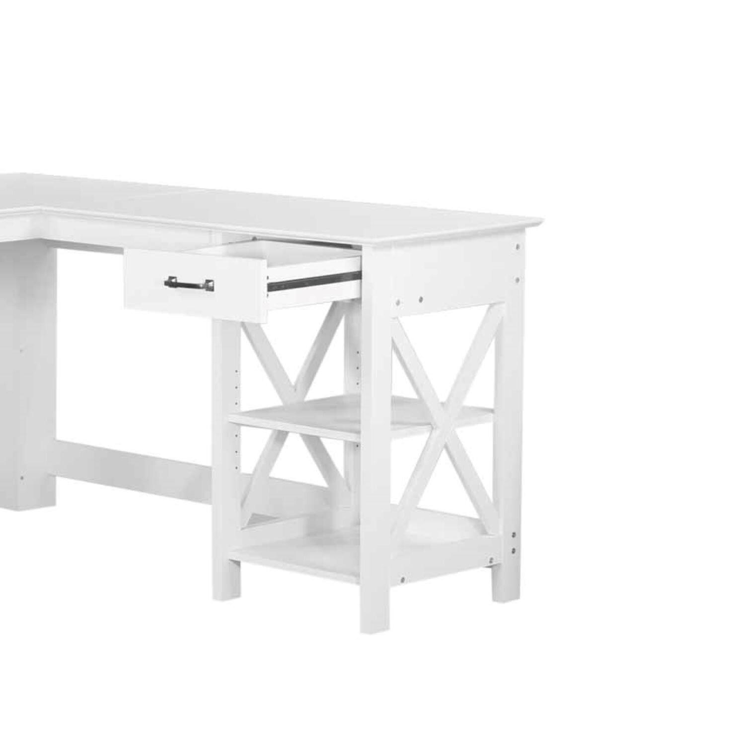 Saint Birch L-Desk, White