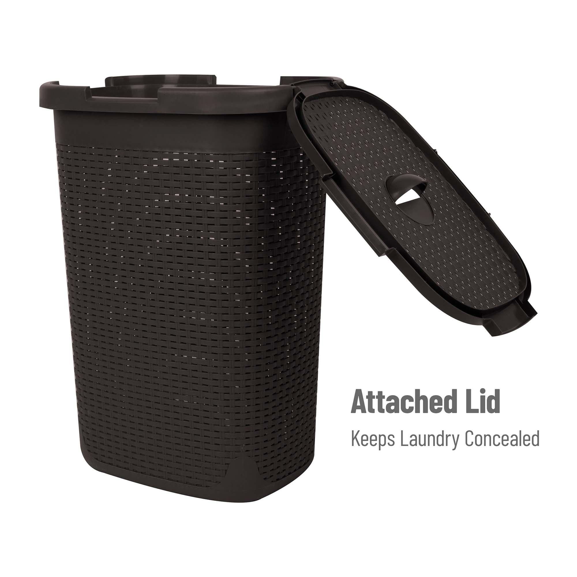 Superio Cesto para la Ropa Sucia de Mimbre Grande de 60 L con Tapa - Marrón Cerveza de Raíz