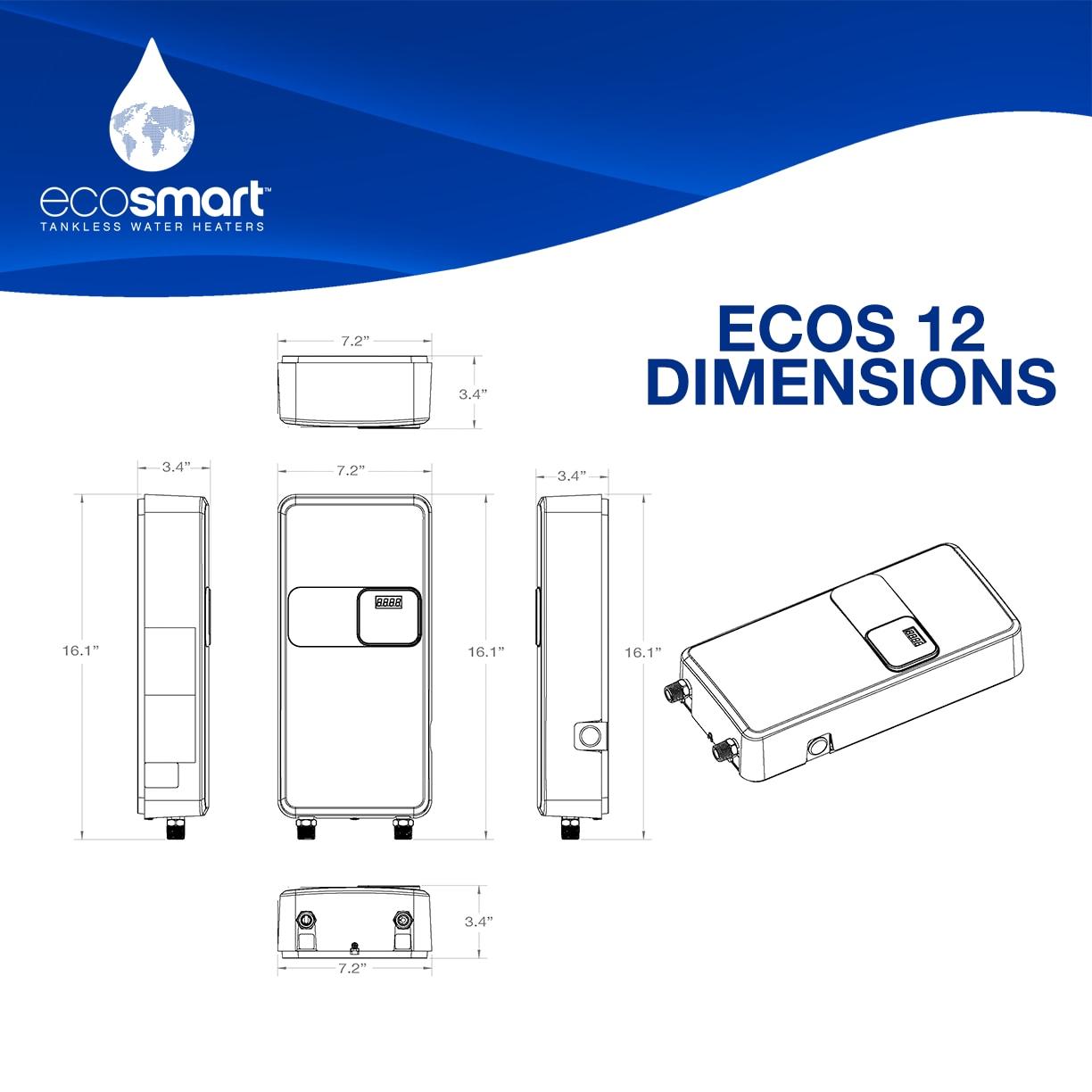 EcoSmart White Electric Tankless Water Heater with Digital Display