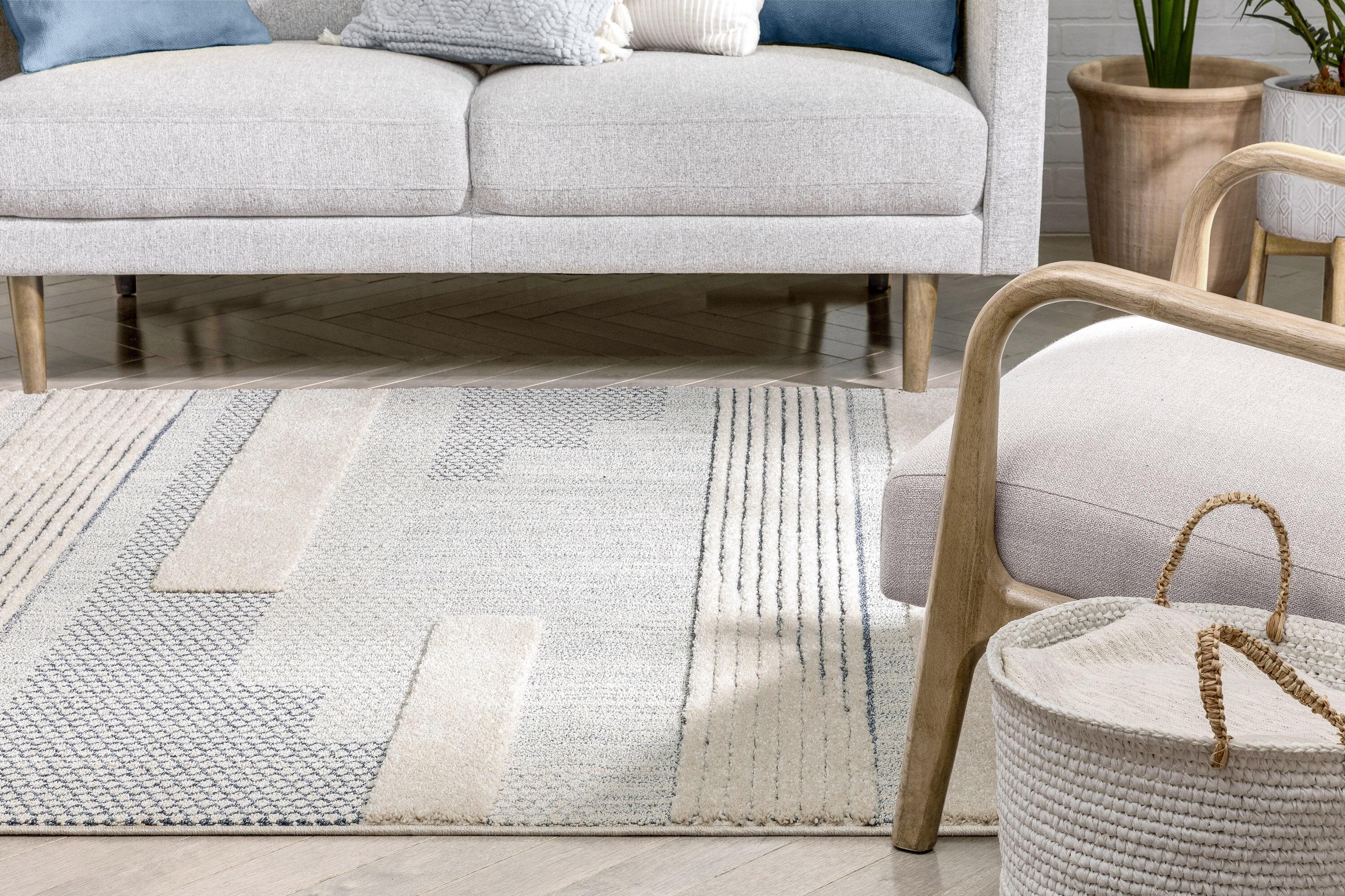Marcone Briar Tribal Geometric Abstract Light Blue Looped Pile Rug