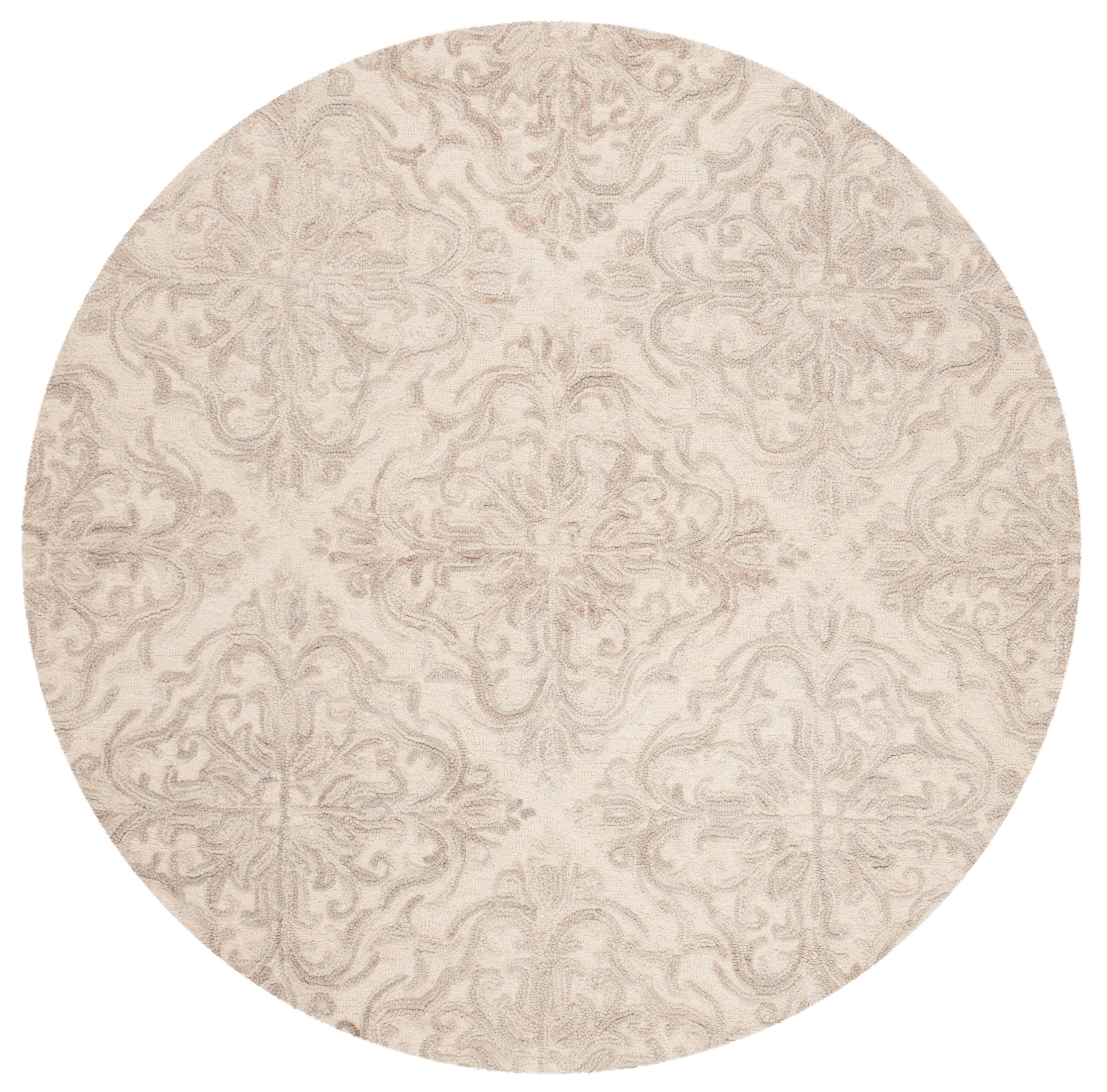 Blossom BLM103 Hand Tufted Area Rug - Ivory/Grey - 6' Round - Safavieh.