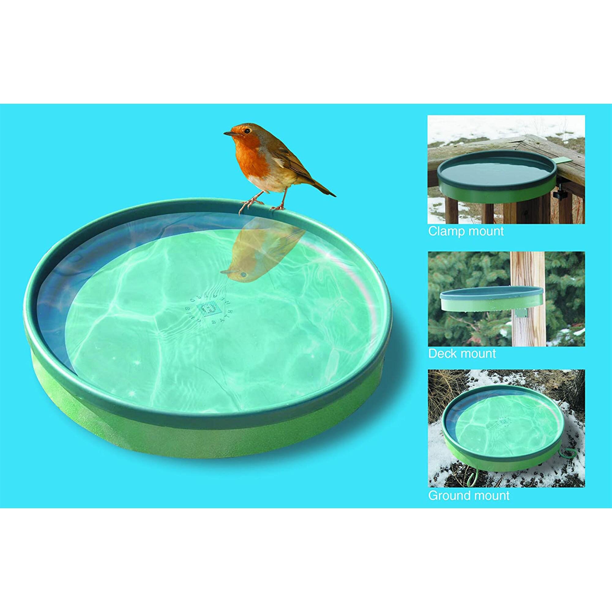 Farm Innovators GBD-75 All Seasons 3 In 1 Outdoor 14 Inch Heated Birdbath with 3 Mounting Options, 75 Watts, Green/Light Green