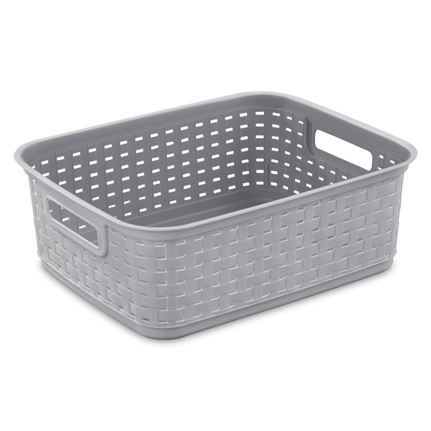 Sterilite Sterilite Short Weave Basket, Decorative Storage Bin, Organize the Closet, Bathroom or Classroom (Set of 6)