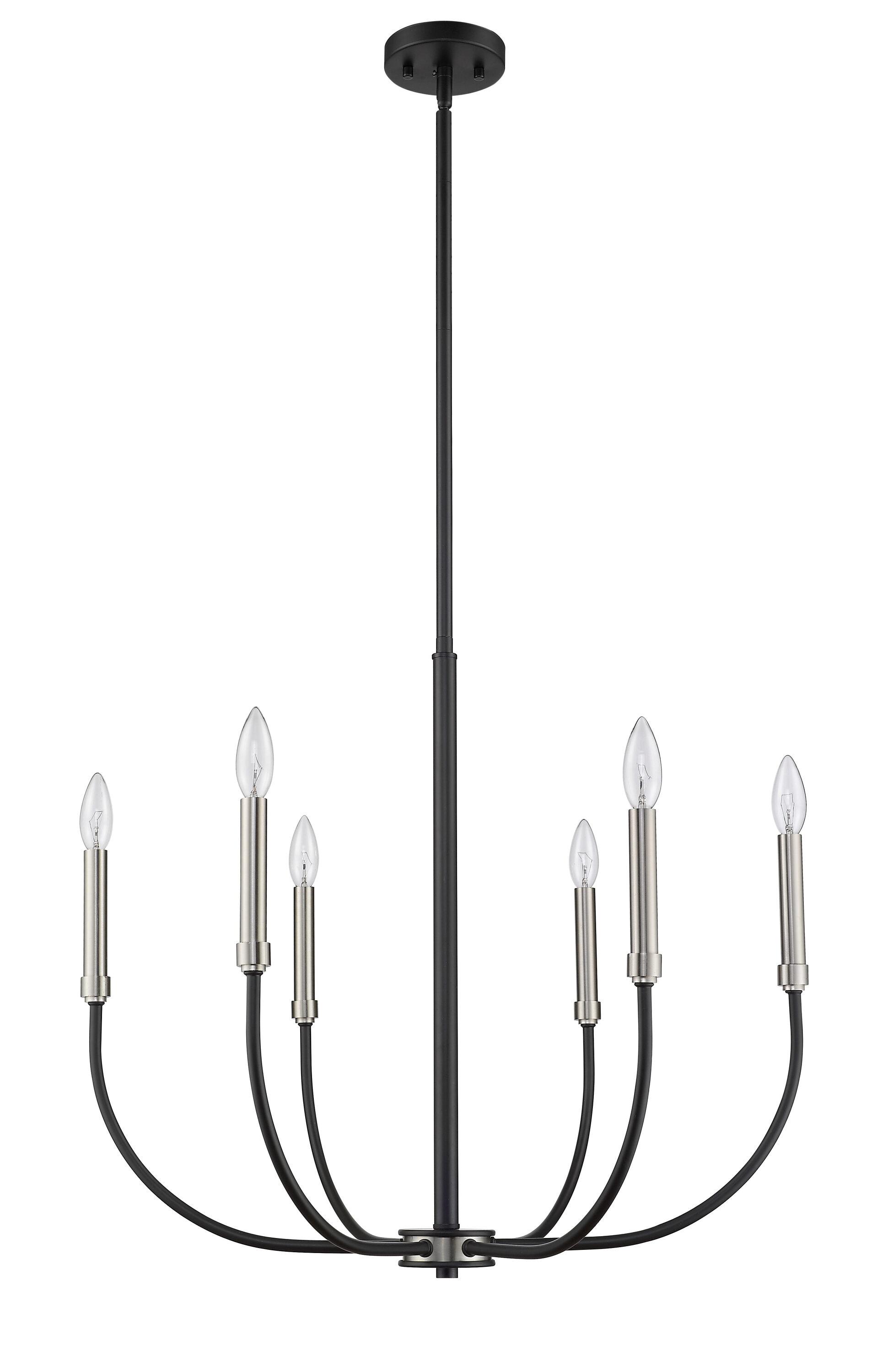 Z-Lite Haylie 6 - Light Chandelier in  Matte Black/Brushed Nickel