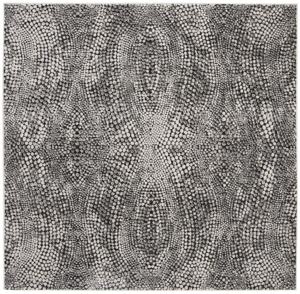Lurex LUR185 Power Loomed Area Rug - Black/Light Grey - 6'7"x6'7" - Safavieh.