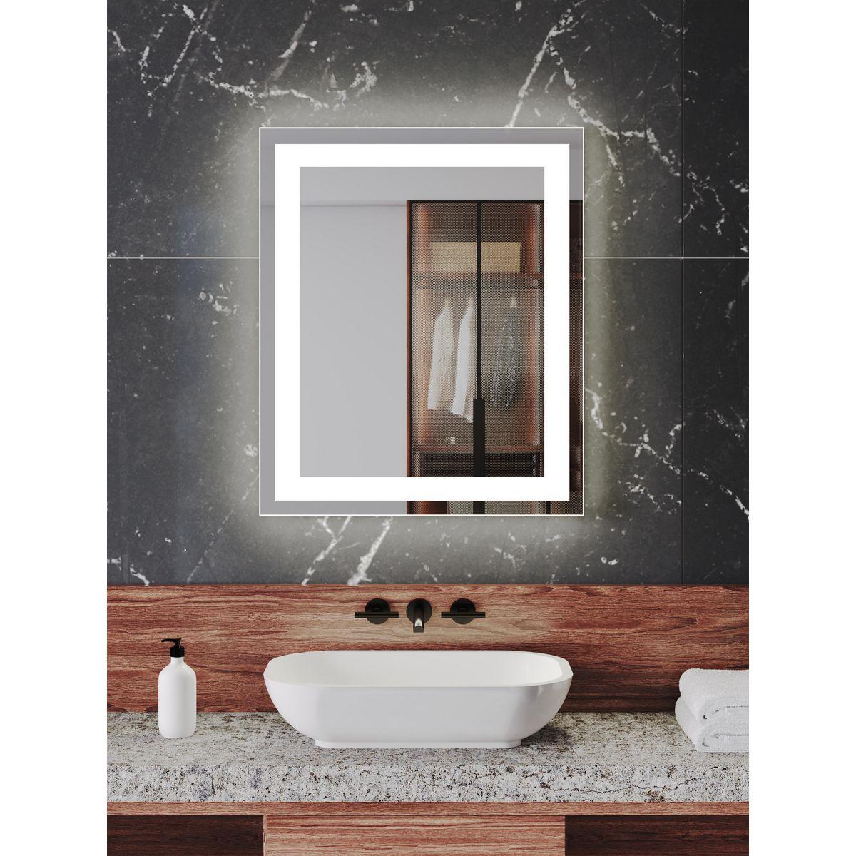 Progress Lighting Captarent 1-Light LED Illuminated Bathroom Mirror, White, Frosted LED Shade