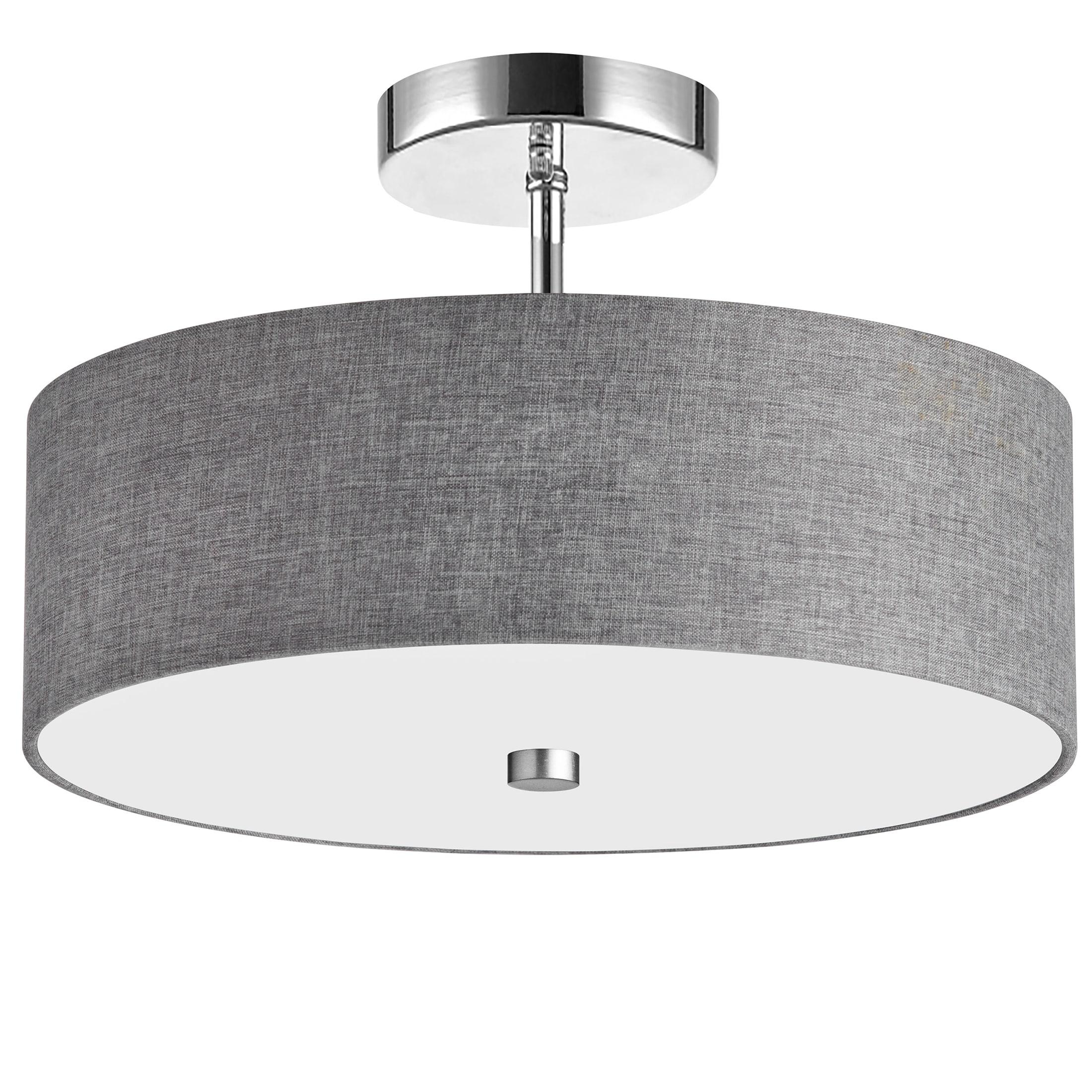 Dainolite - Everly - 3 Light Semi-Flush Mount-Polished Chrome Finish-Grey Shade